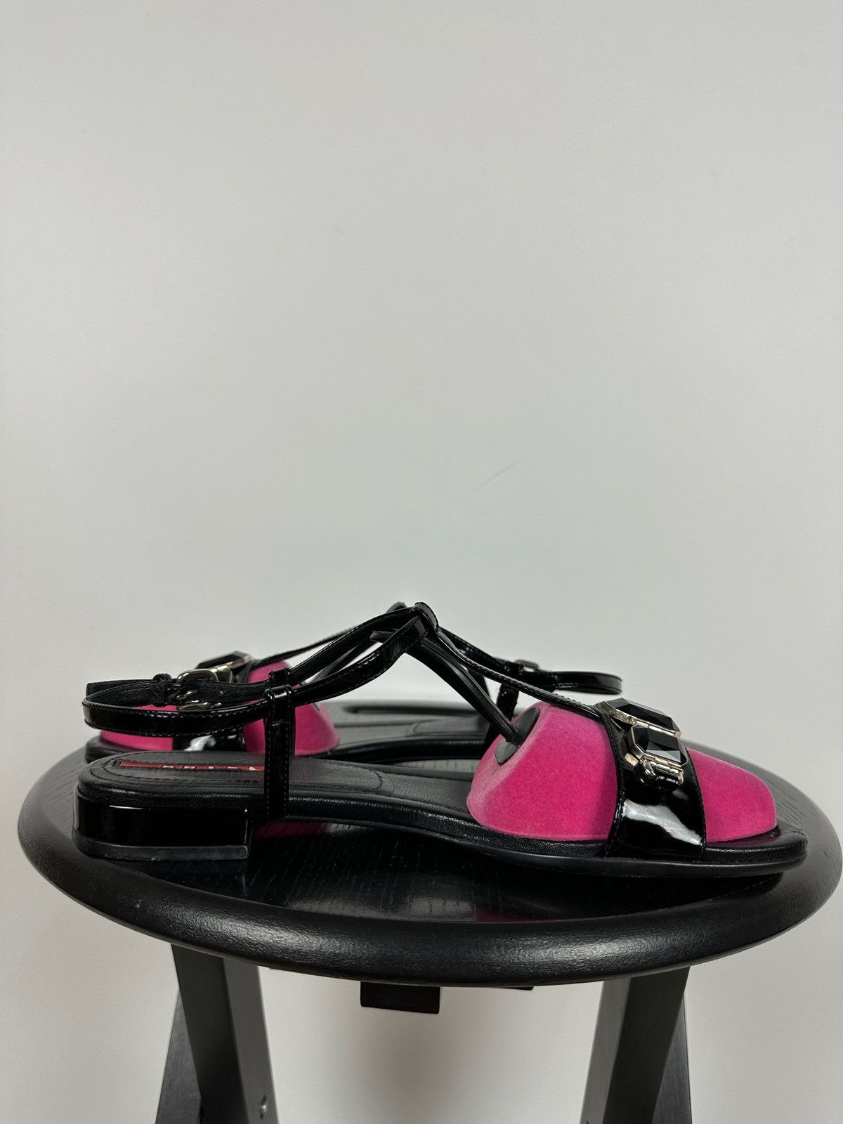 Prada Vintage Prada Crystal Wedge Patent Leather Strappy Sandals Size US 7.5 / IT 37.5 - 11 Thumbnail