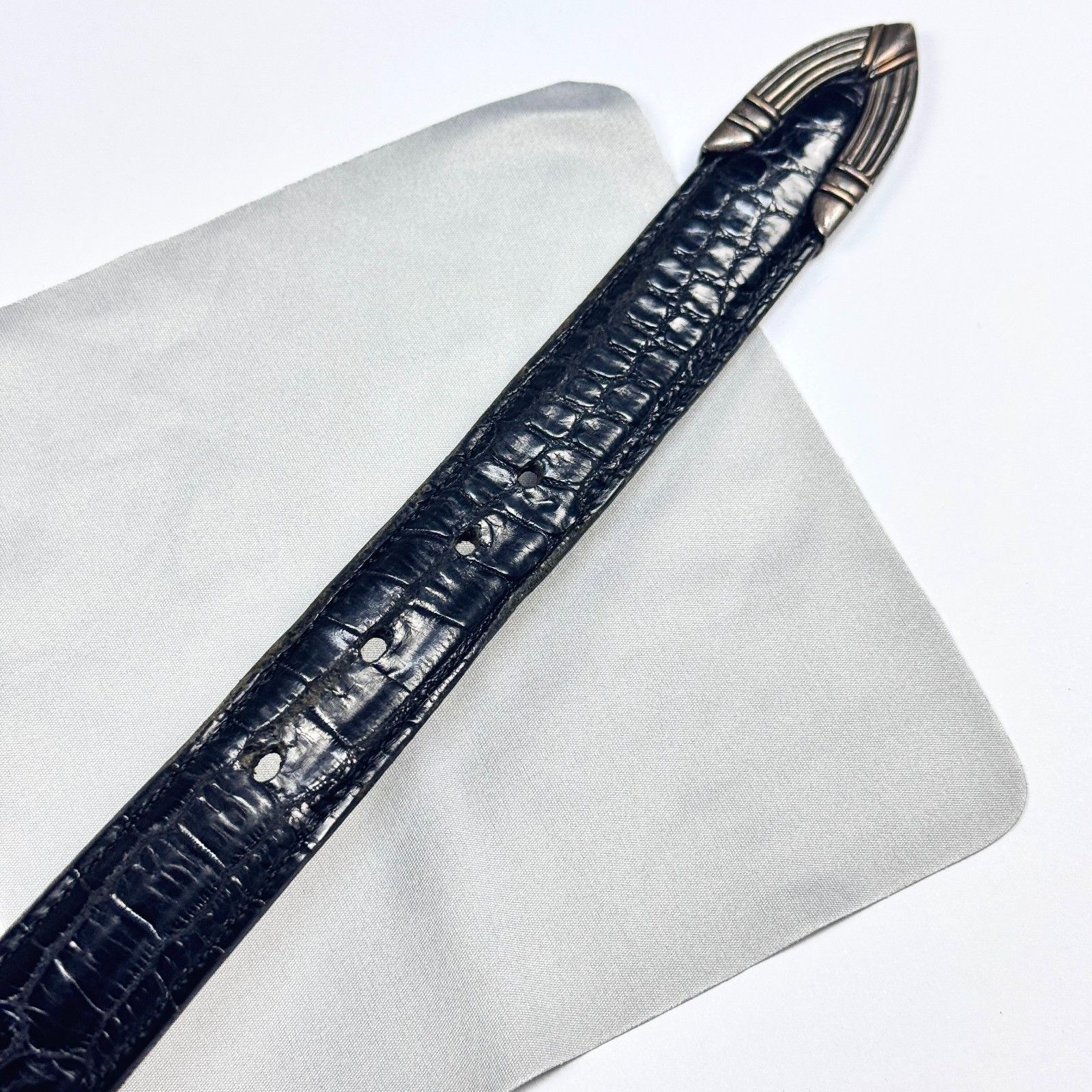 Sterling Silver Douglas Magnus Sterling 14k Gold Buckle Alligator Belt Size ONE SIZE - 8 Thumbnail