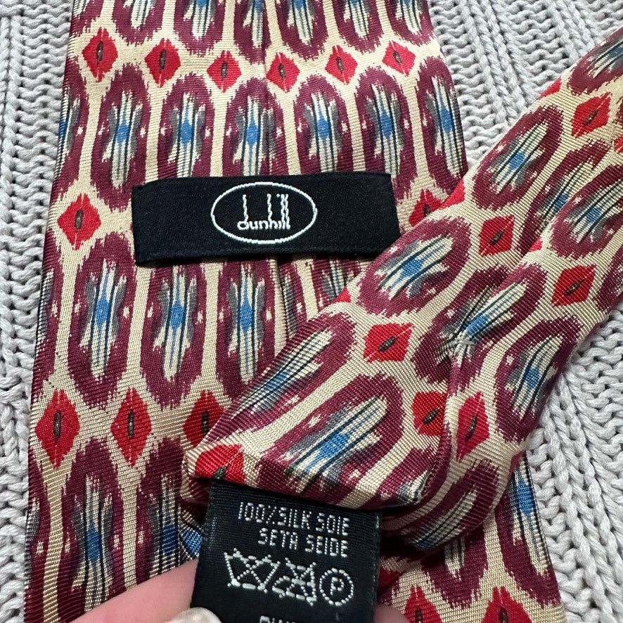 Vintage Dunhill red abstract silk tie Size ONE SIZE - 4 Thumbnail
