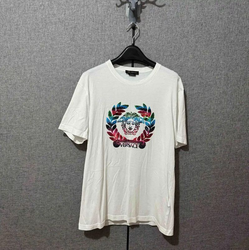 Versace Versace Men's White Cotton Medusa T-shirt 0089 Size US M / EU 48-50 / 2 - 1 Thumbnail