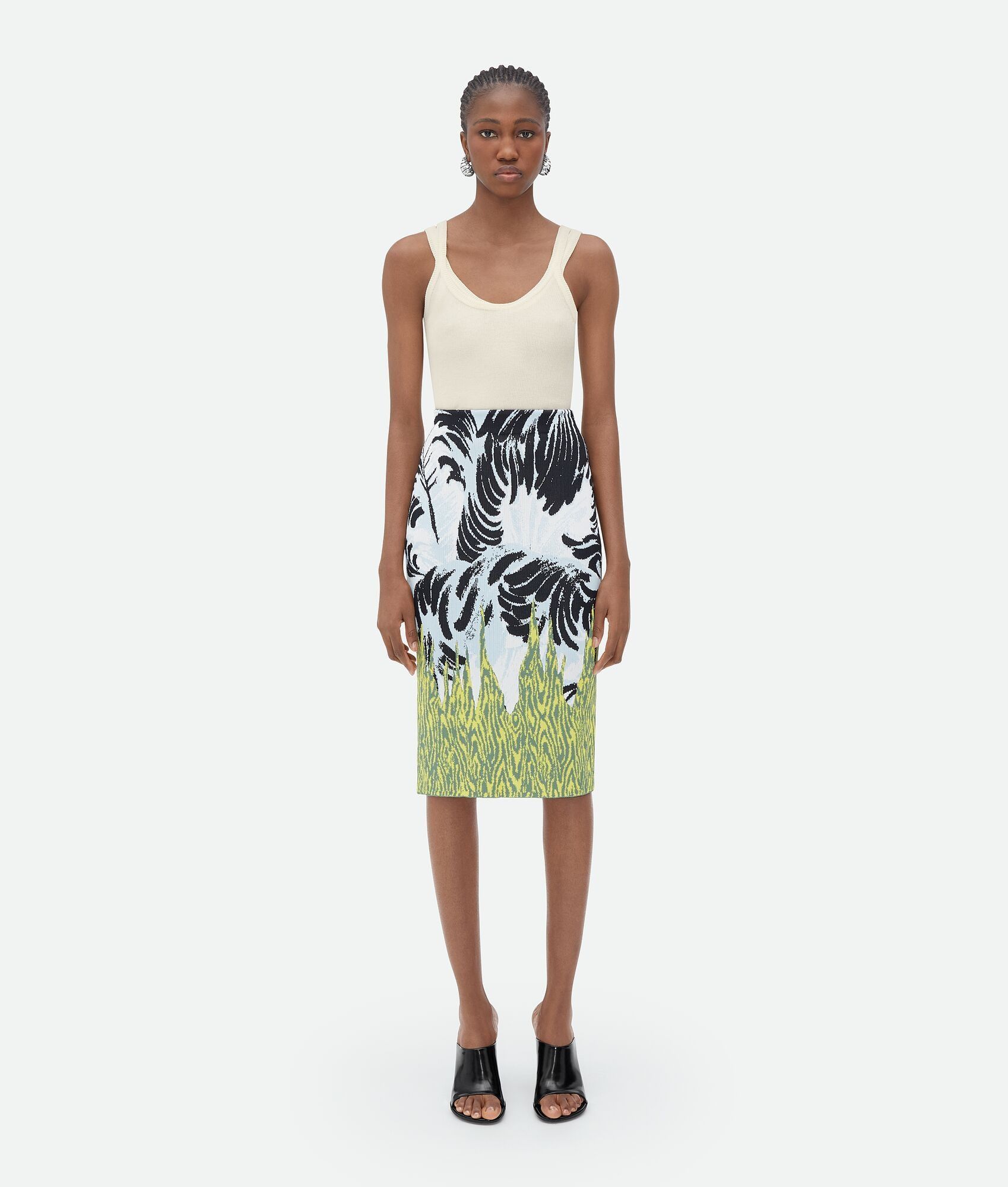 Bottega Veneta o1n1vont0325 Graphic Viscose Jacquard Midi Skirt Multicolor Size 27" / US 4 / IT 40 - 1 Thumbnail