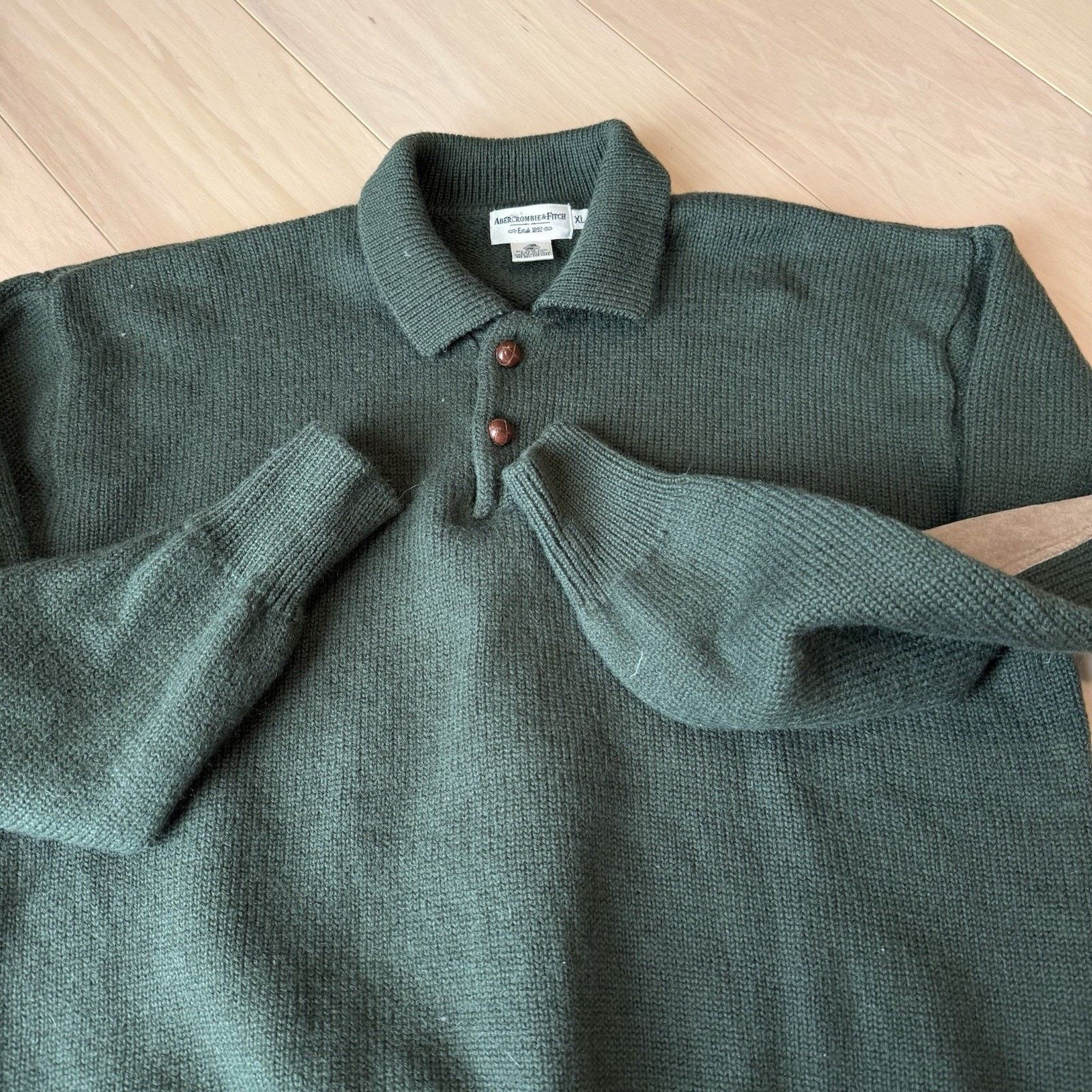 Abercrombie & Fitch Vintage Abercrombie & Fitch Wool Sweater XL Green Collared Size US XL / EU 56 / 4 - 4 Thumbnail