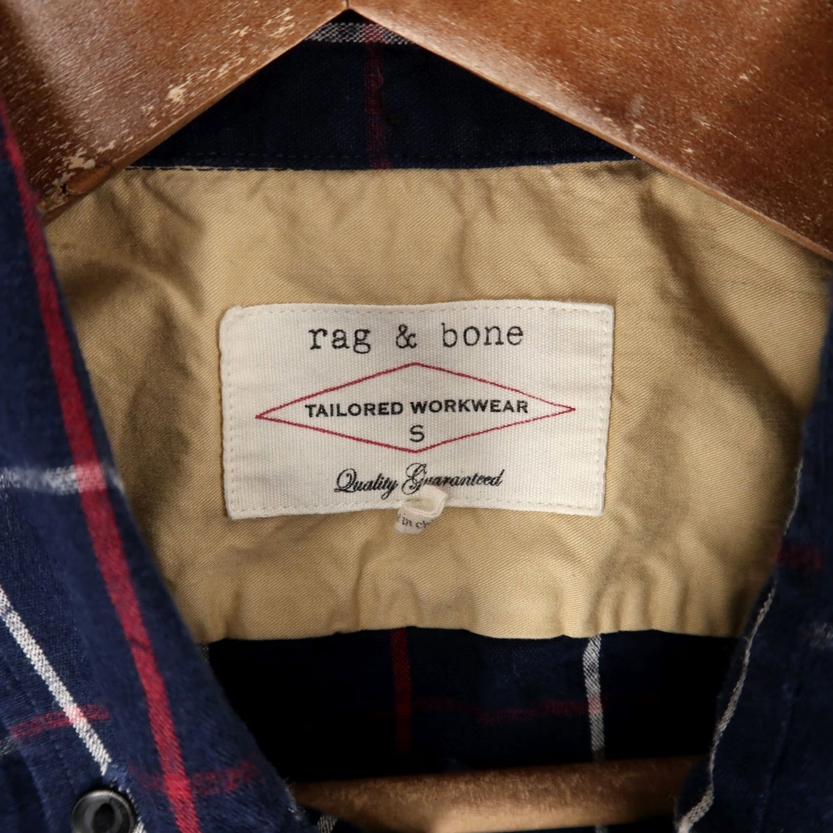 Rag & Bone rag & bone Tailored Workwear Shirt Mens S Navy Blue Plaid Linen Cotton Button Size US S / EU 44-46 / 1 - 7 Thumbnail