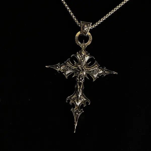 Jewelry Skeleton Cross Skull Necklace Gothic Chain Size ONE SIZE - 3 Thumbnail