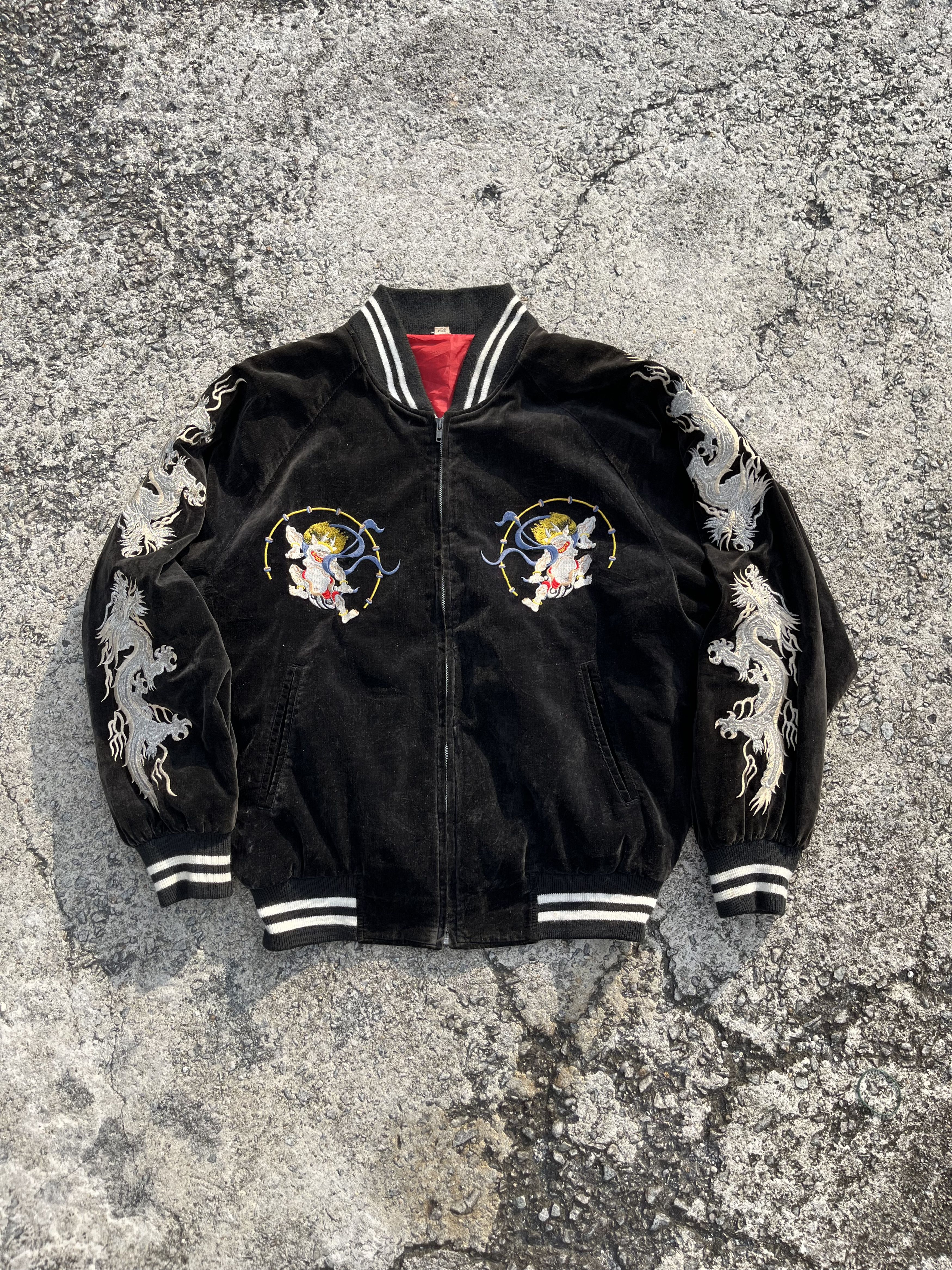 Vintage Japan Demon Embroidered Velvet Jacket | Grailed