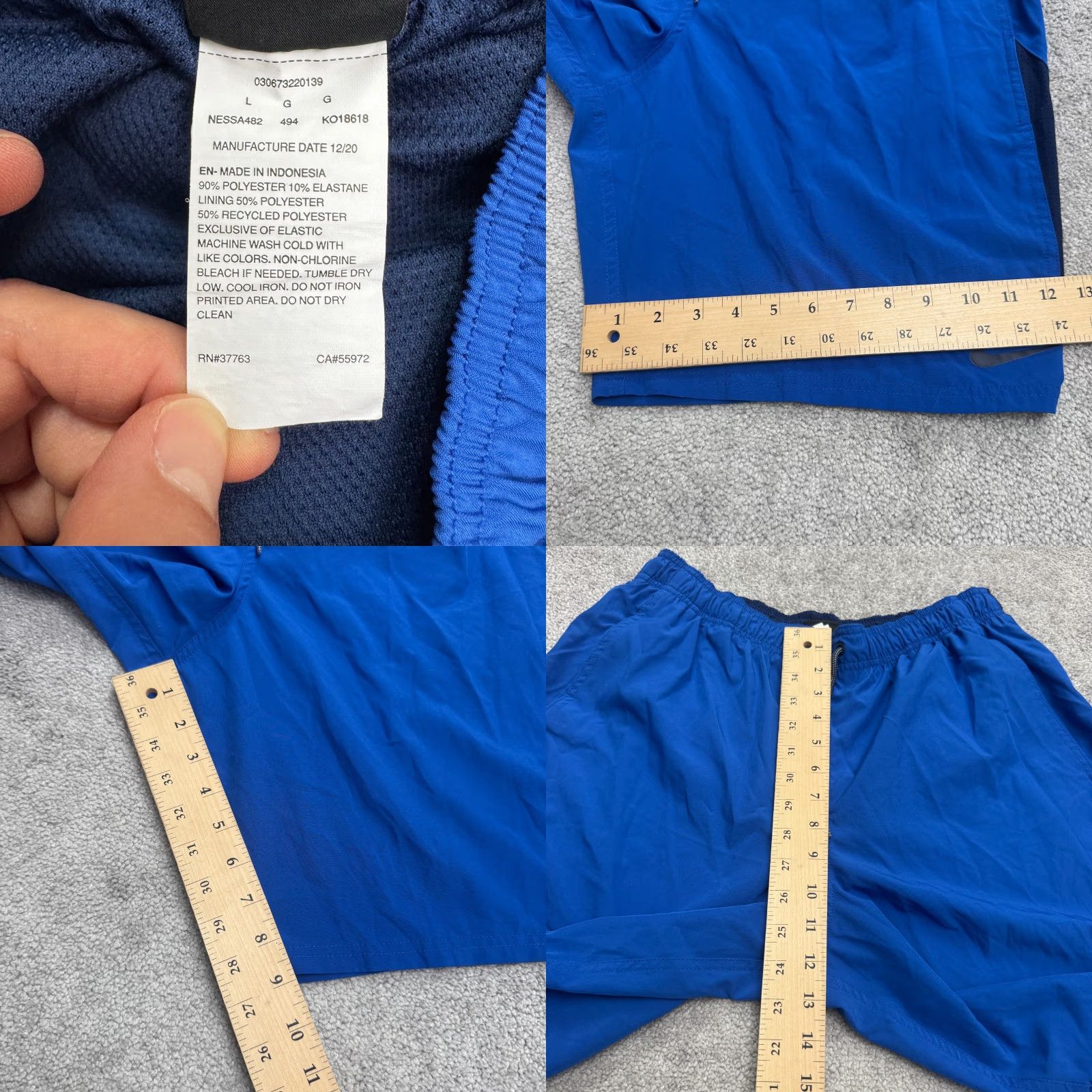 Nike Nike Swim Valley Shorts Mens L Blue Elastic Waist Pockets Athletic Beach Gym Swimming Vintage: No Size US 33 - 8 Thumbnail