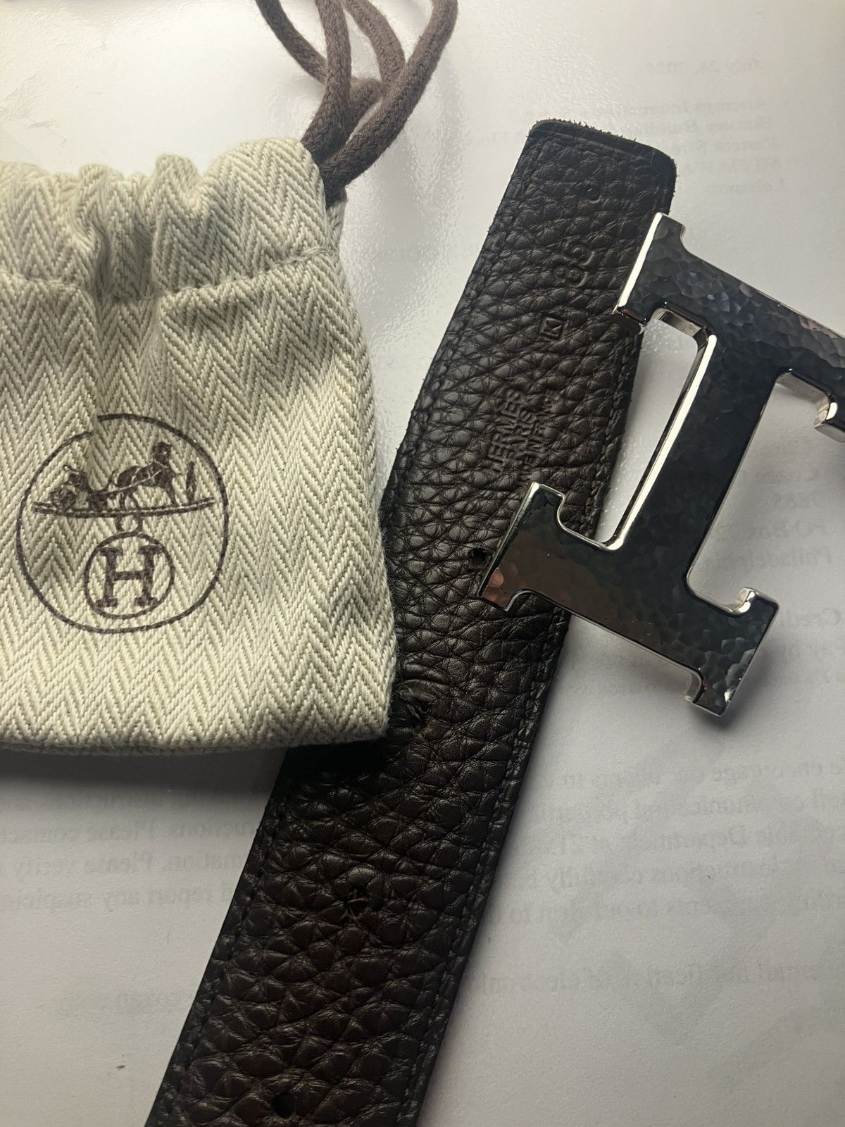 Hermes Hermes H hammered Belt Size 34 - 7 Thumbnail