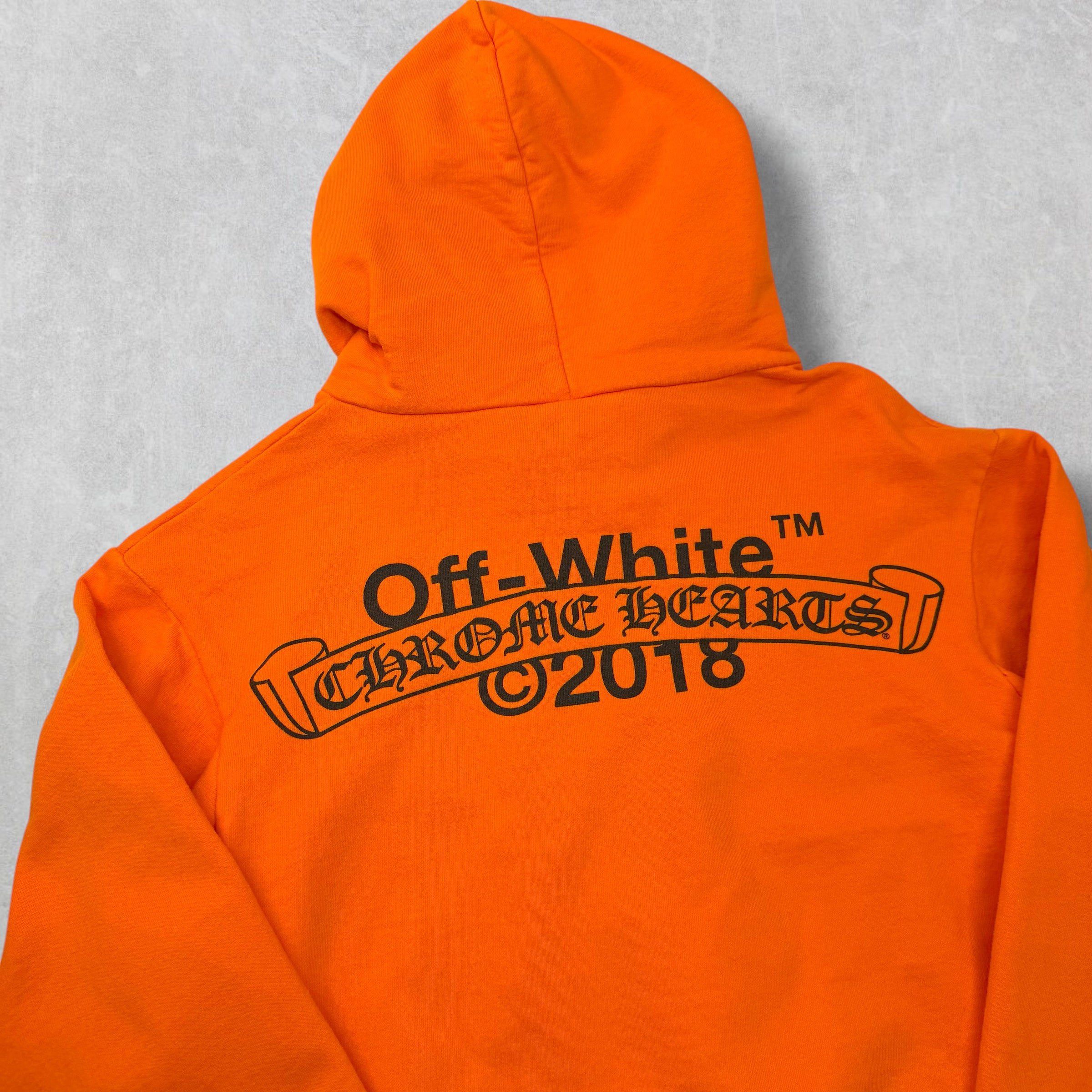 Chrome Hearts Chrome Hearts x Off-White Scroll Logo Hoodie Orange S Size US S / EU 44-46 / 1 - 3 Thumbnail