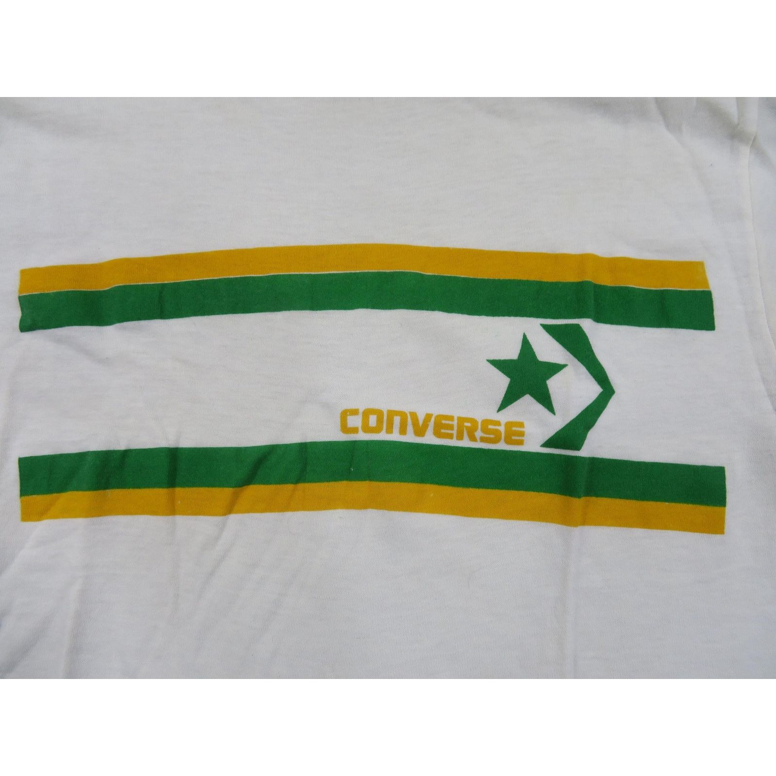 Converse Converse T-shirt White Green Yellow Striped Sz M 1980s Size US M / EU 48-50 / 2 - 2 Thumbnail