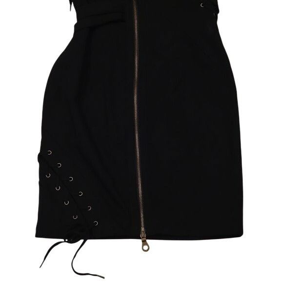 L.A.M.B. L.A.M.B Mini Bodycon Dress Lace Up Buckles One Shoulder Blac Size XS / US 0-2 / IT 36-38 - 12 Thumbnail
