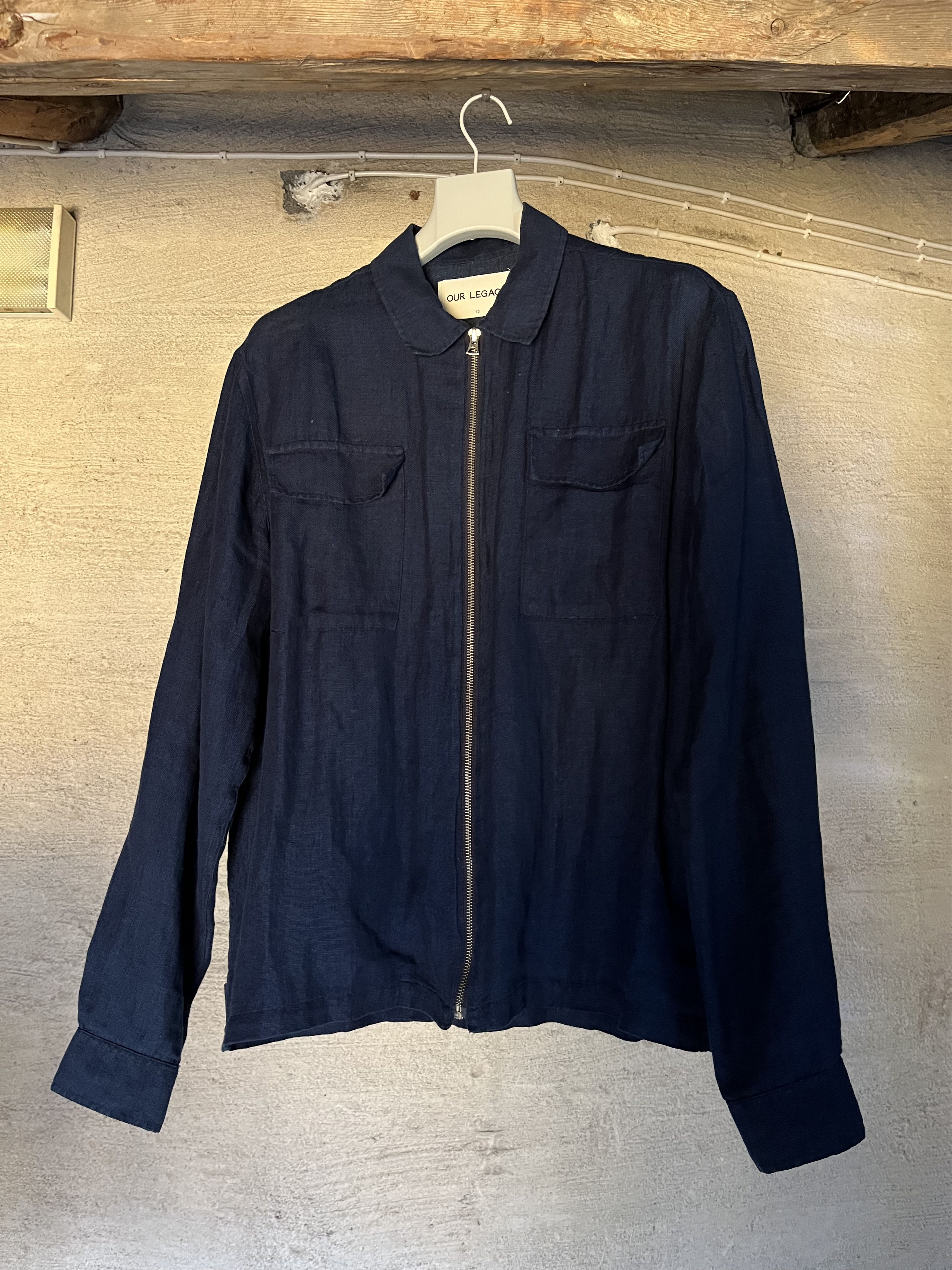 Our Legacy Indigo Linen Full-Zip Blouson Overshirt Size US M / EU 48-50 / 2 - 1 Thumbnail