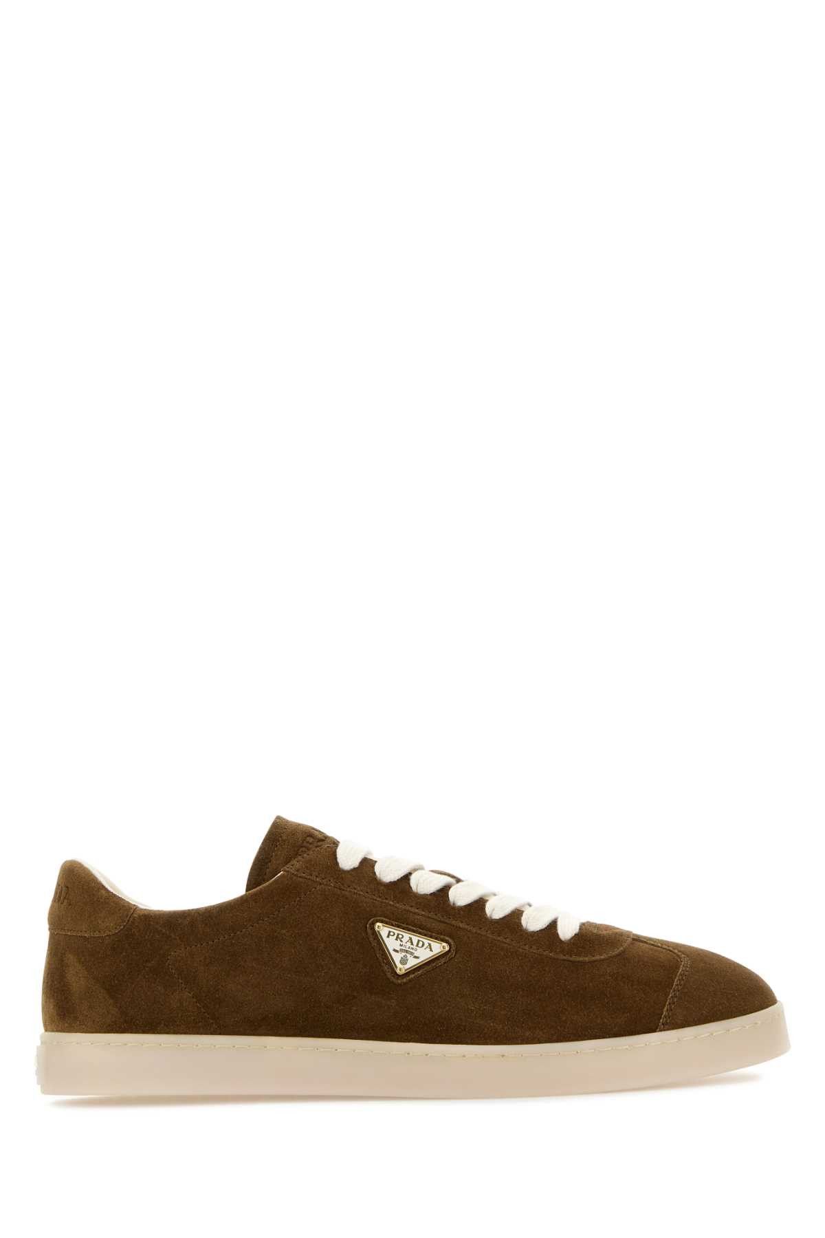 Prada Brown Suede Sneakers Size US 10.5 / EU 43-44 - 1 Thumbnail