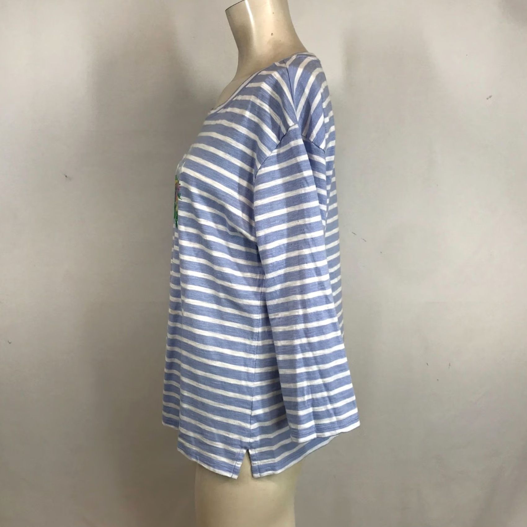 Talbots Talbots Women's Large L Blue & White Stripe Cotton Round Neck Top Size L / US 10 / IT 46 - 6 Thumbnail