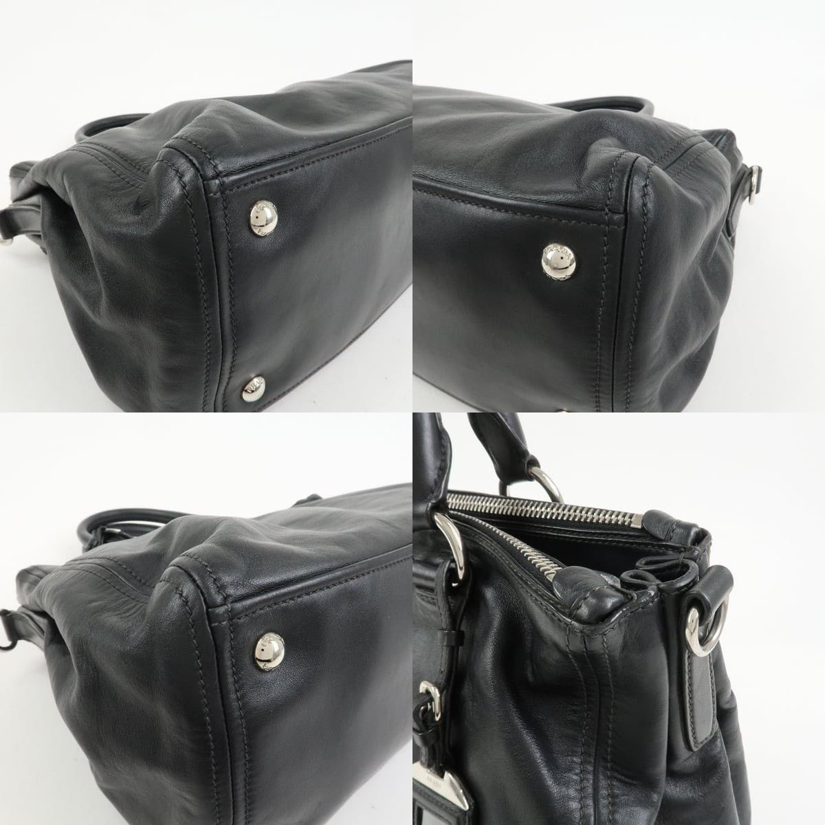 Prada Prada Logo Calfskin Satchel Black Size ONE SIZE - 5 Thumbnail