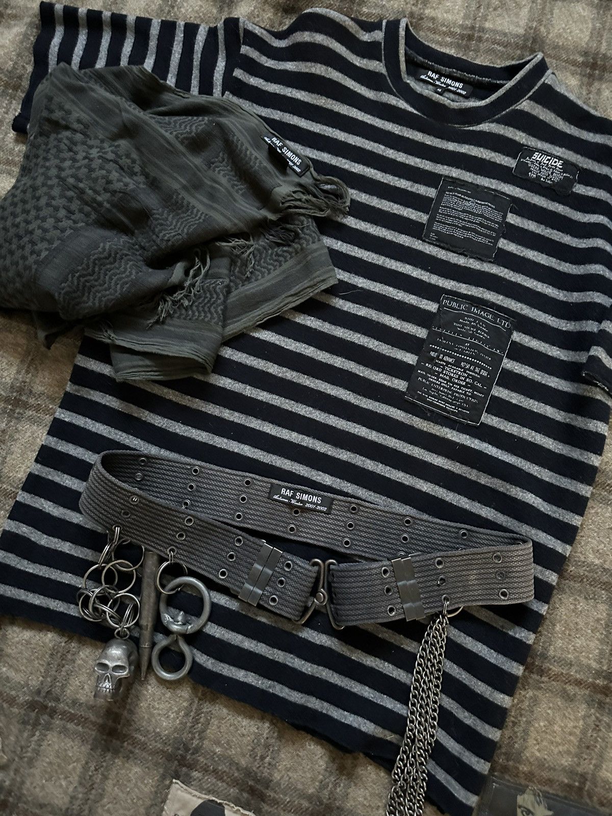 Pre-owned Raf Simons Archive  Fall 2001 Charm Belt In Black