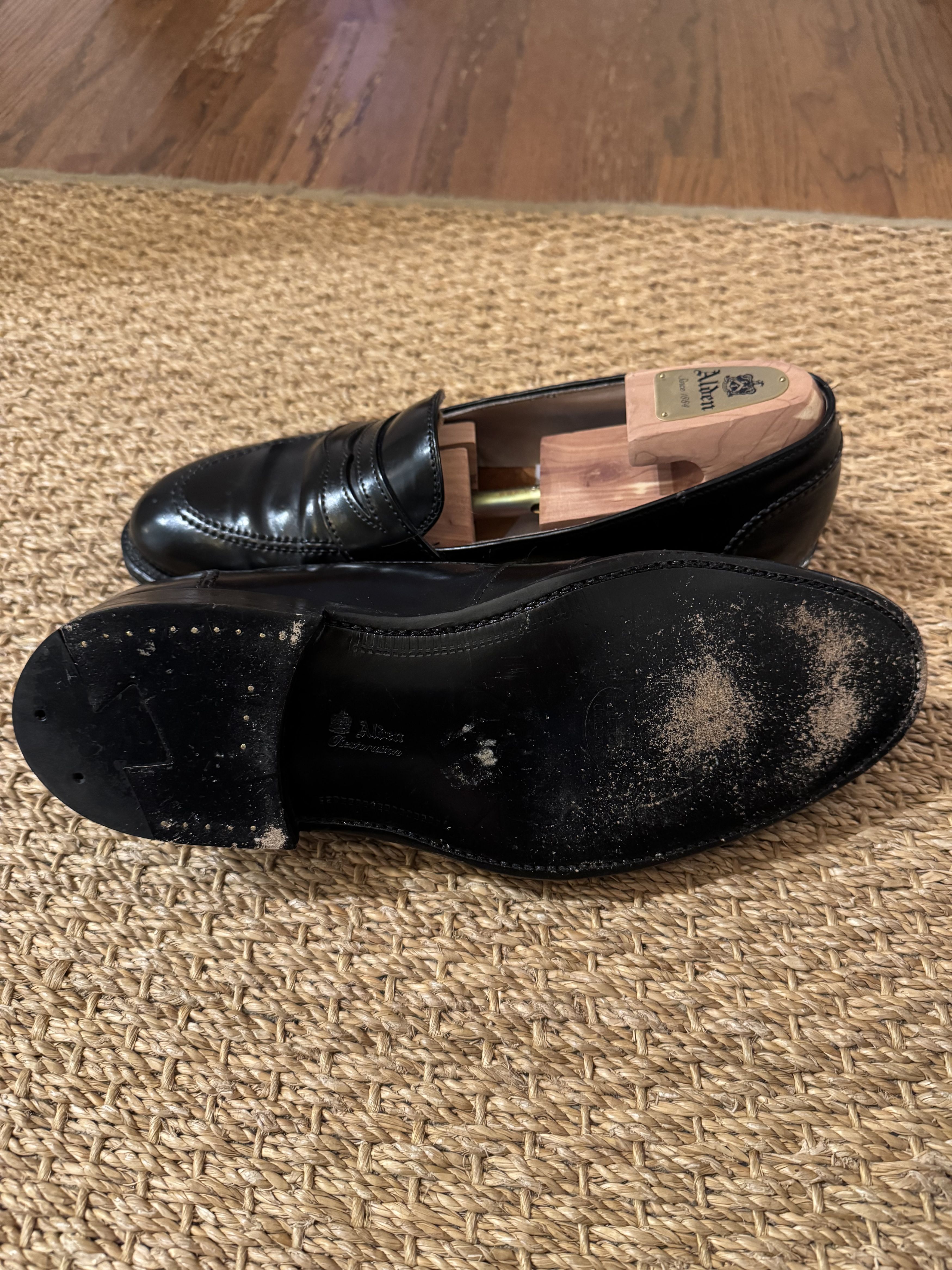 Alden Alden 6845 Shell Full Strap Loafer - Black Size US 11 / EU 44 - 4 Thumbnail