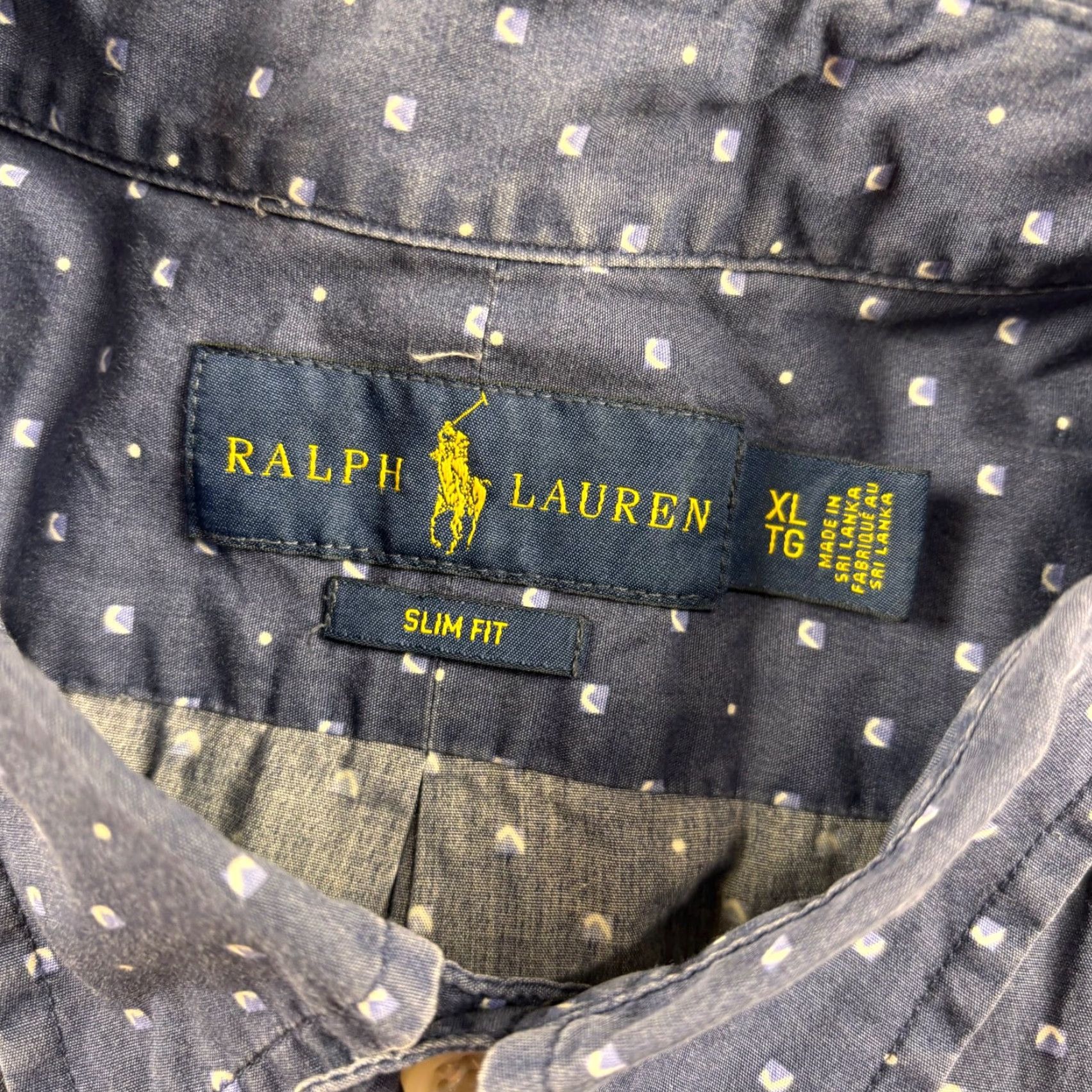 Ralph Lauren Ralph Lauren Button-Up Shirt Mens XL Blue Slim Fit Geometric Short Sleeve Cotton Size US XL / EU 56 / 4 - 4 Thumbnail