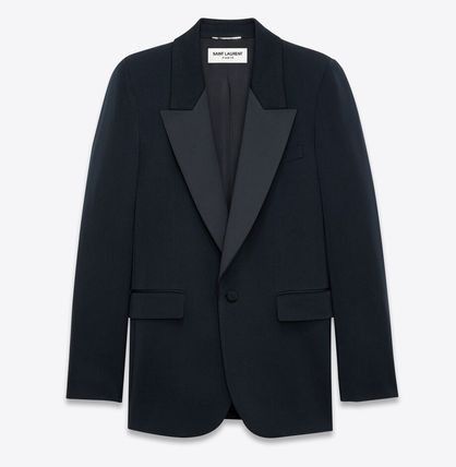 Saint Laurent Paris o1b1hav111025 Tuxedo Jacket in Grain de Poudre in Black Size US XS / EU 42 / 0 - 1 Thumbnail