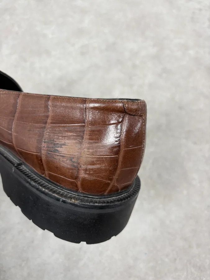 Dries Van Noten Dries Van Noten Brown Crocodile Effect Leather Loafers Size US 11 / EU 44 - 9 Thumbnail