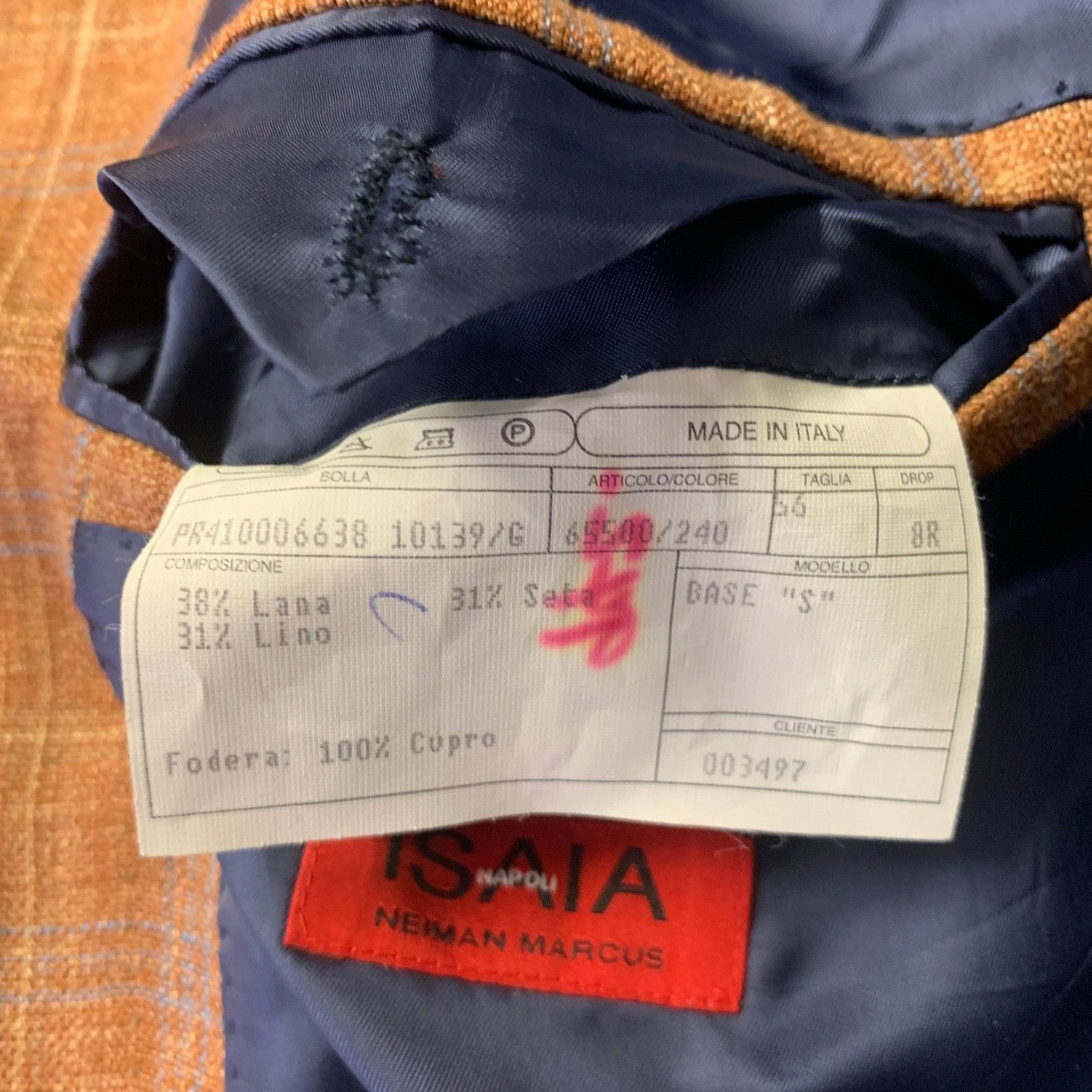 Isaia ISAIA Size 46 Orange Plaid Wool Blend Notch Lapel Sport Coat Size 46R - 6 Thumbnail
