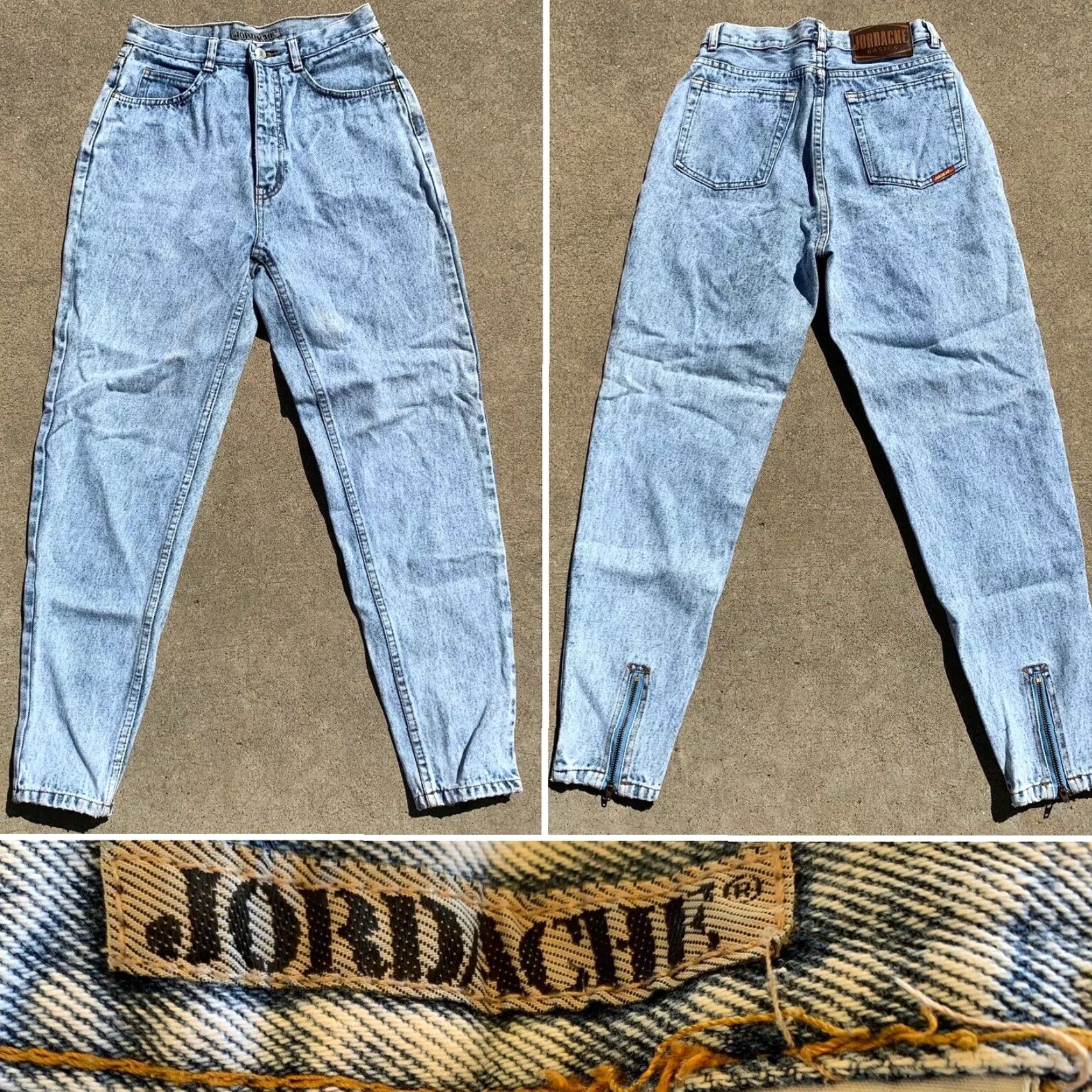 Jordache VINTAGE Jordache Jeans High Waist Tapered Leg Zipper Acid Wash 27 1/2” Waist 14 Blue Mens Jeans 1980s Jordache Size 36" / US 14 / IT 50 - 3 Thumbnail