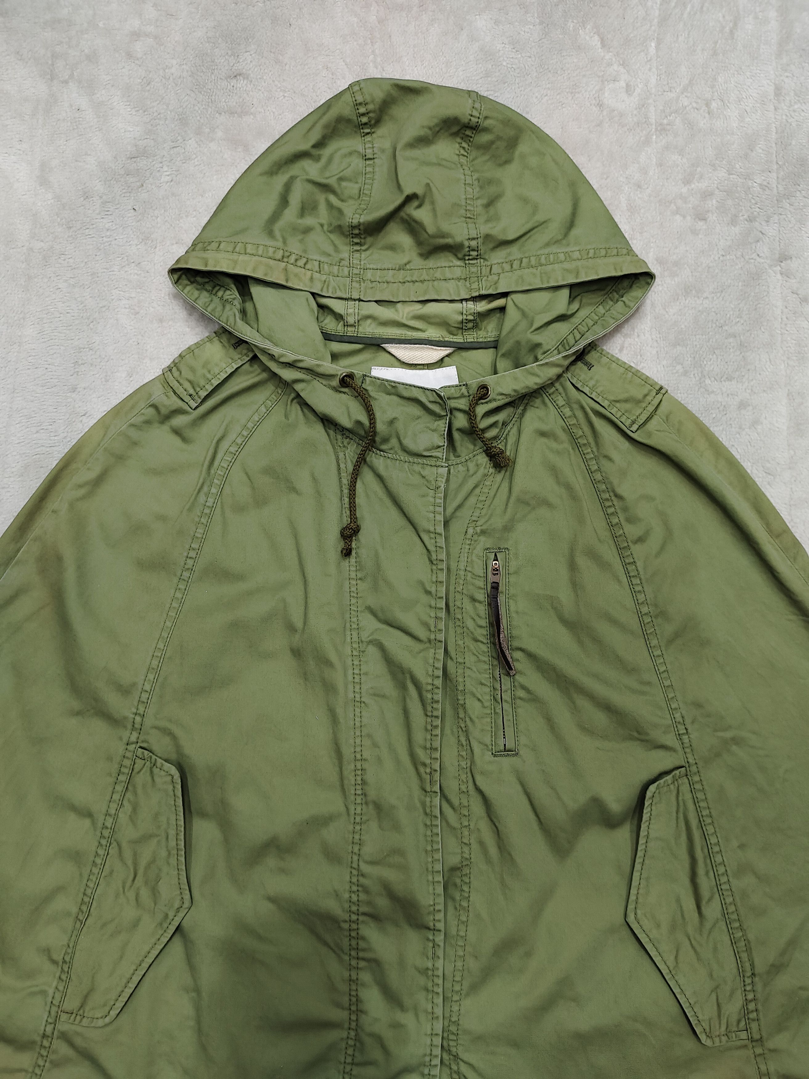 Japanese Brand Slobe Iena🇯🇵 Military Hooded Olive Batwing Cape Jacket Size M / US 6-8 / IT 42-44 - 2 Thumbnail