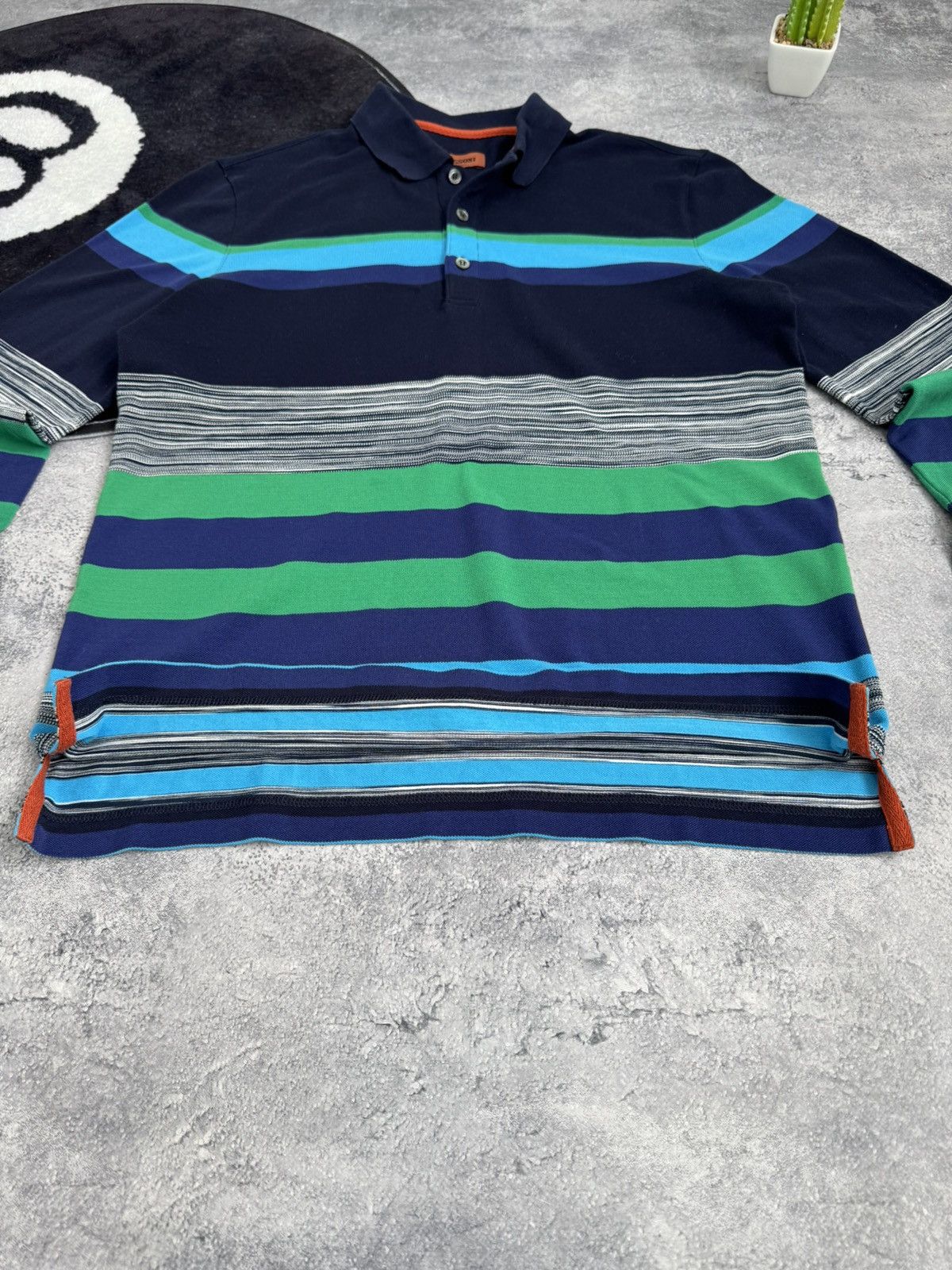 Missoni Missoni Italy Luxury Striped Long Sleeve Navy/ Green/Blue Size US S / EU 44-46 / 1 - 10 Thumbnail
