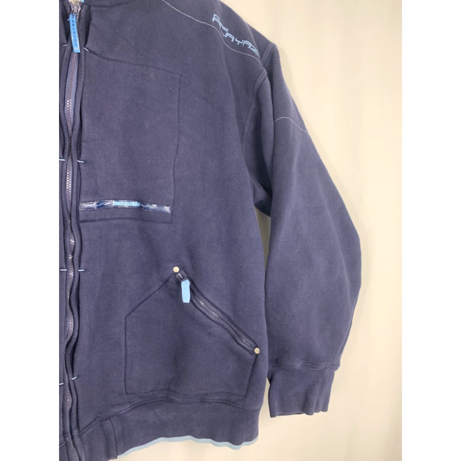 Vintage VINTAGE 90s Pure Playaz Mens 2XL Full Zip Bomber Jacket Blue Men’s Jacket Blue 90s Theme Size US XXL / EU 58 / 5 - 3 Thumbnail