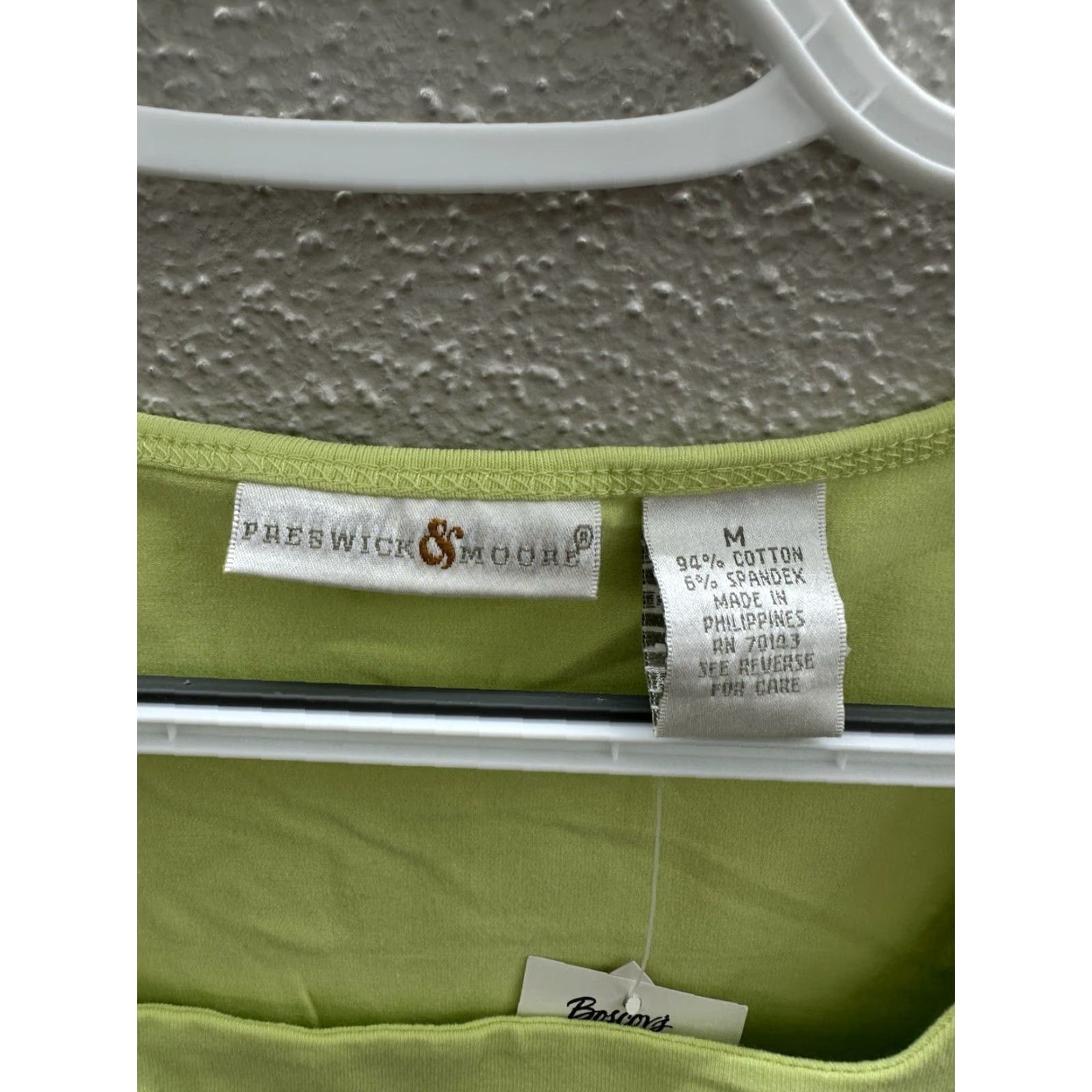 Vintage Preswick & Moore Womens Shirt Medium Shadow Lime Green 3/4 Sleeve Square Neck Size M / US 6-8 / IT 42-44 - 4 Thumbnail