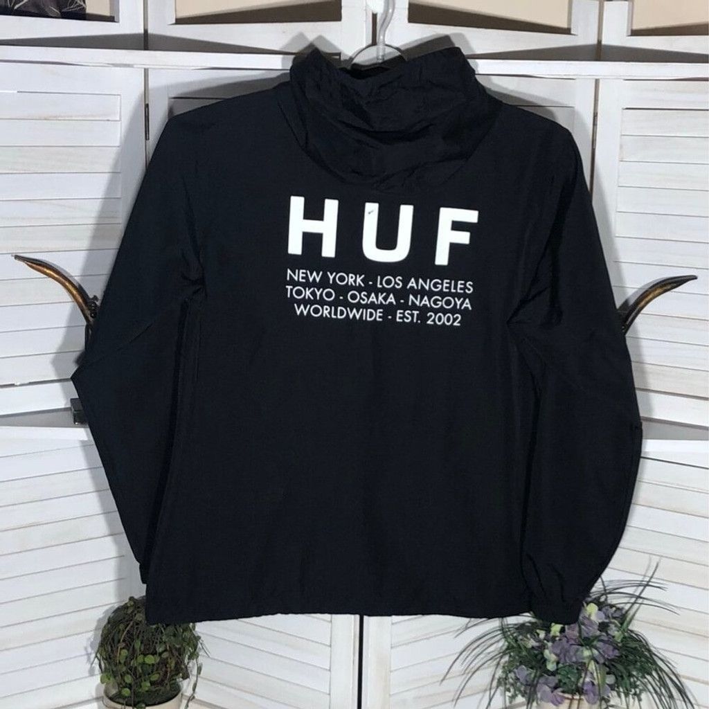Huf HUF Jacket Flags Half-Zip Hooded Windbreaker Black Large Size US L / EU 52-54 / 3 - 6 Thumbnail