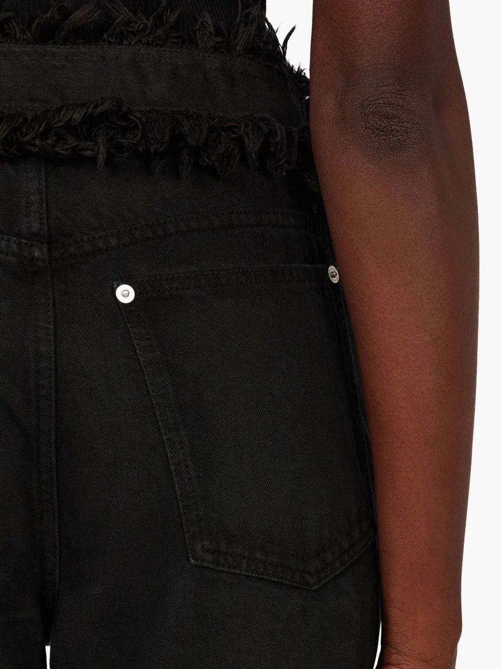 Salvatore Ferragamo o1s1rm0526 Fringed Straight-Leg Jeans in Black Size 26" / US 2 / IT 38 - 5 Thumbnail