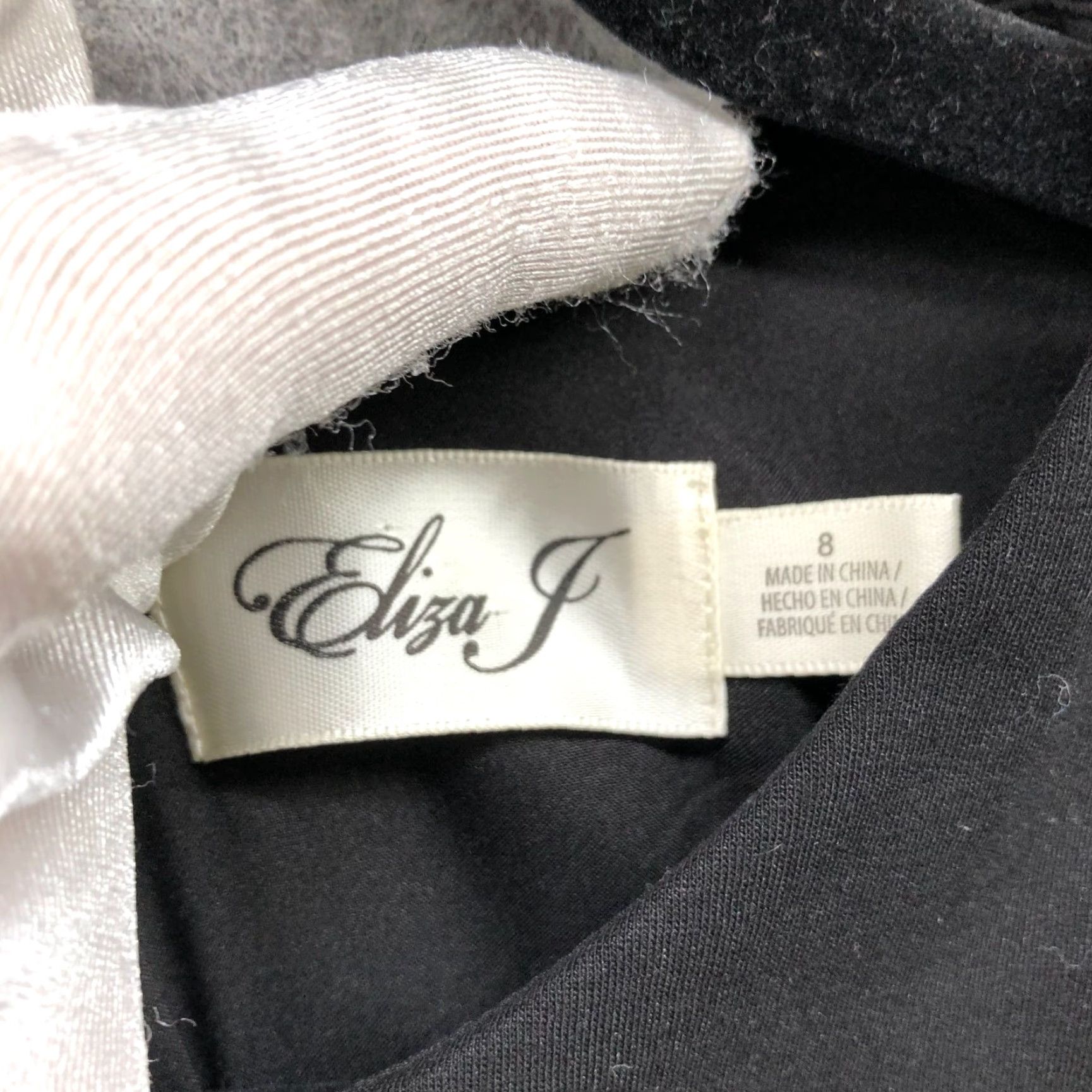 Vintage Eliza J Blouse Womens 8 Black 3/4 Sleeve Cold Shoulder Zip Back Formal Workwear Size M / US 6-8 / IT 42-44 - 7 Thumbnail