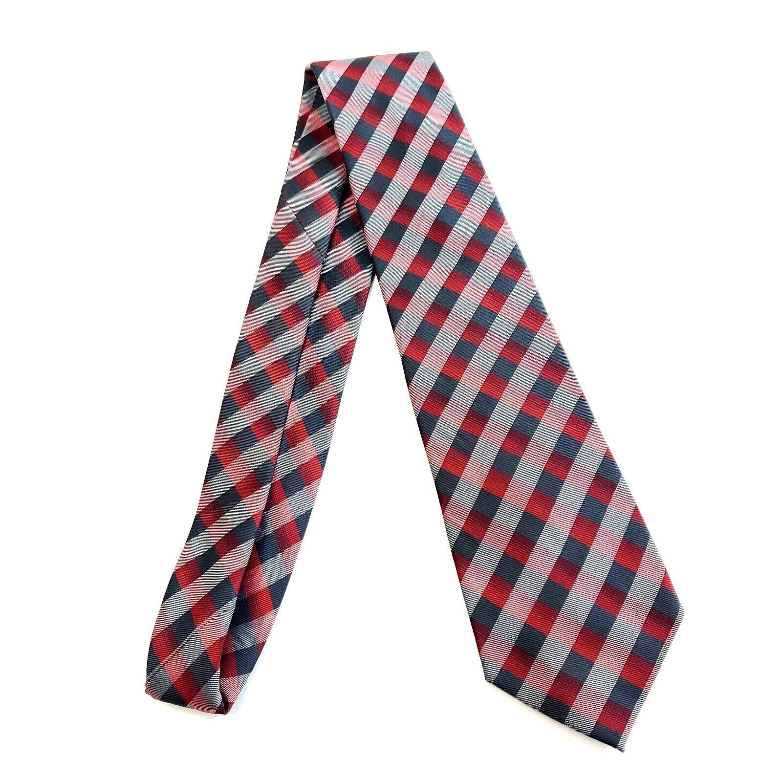 Dockers Dockers Polyester Gray Red White Plaid Tie Size ONE SIZE - 6 Thumbnail