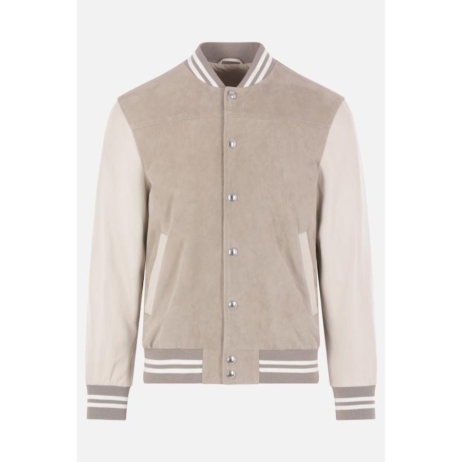 Eleventy ELEVENTY Suede Nappa Beige Bomber Jacket New & Authentic (Me Size US XL / EU 56 / 4 - 1 Thumbnail