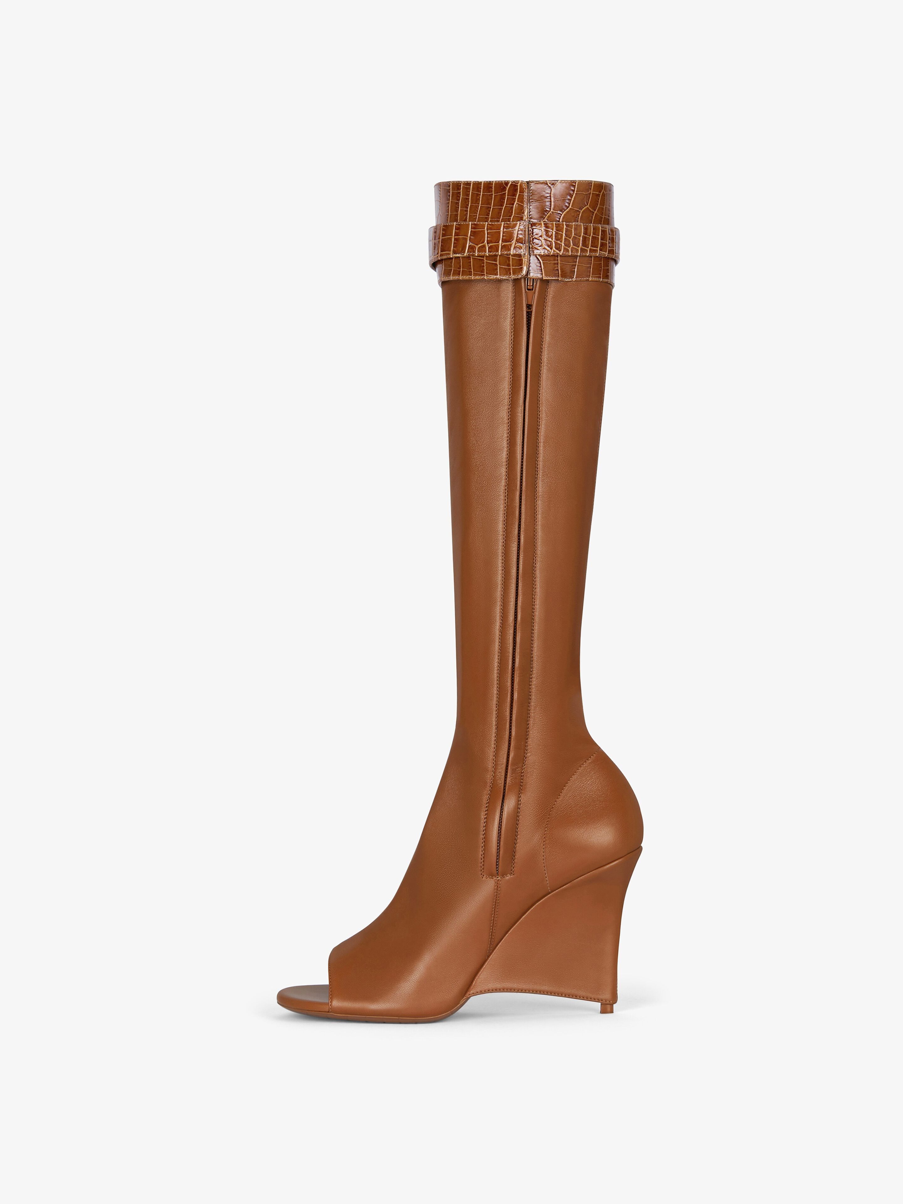 Givenchy o1srvl11e0525 Shark Lock Stiletto Sandal Boots 95 mm Brown Size US 12 / IT 42 - 4 Thumbnail