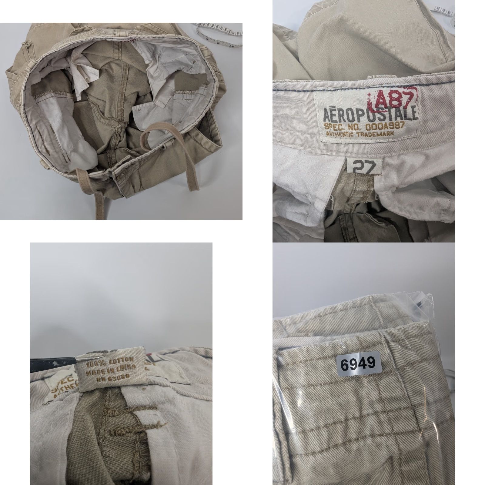 Vintage VINTAGE Aéropostale Cargo Shorts Men’s 27 Khaki Tan Y2K Drawstring Paratrooper A87 Cargo Pant Shorts Beige Cotton Canvas Pocket Zipper Button Logo Men Size US 27 - 8 Thumbnail