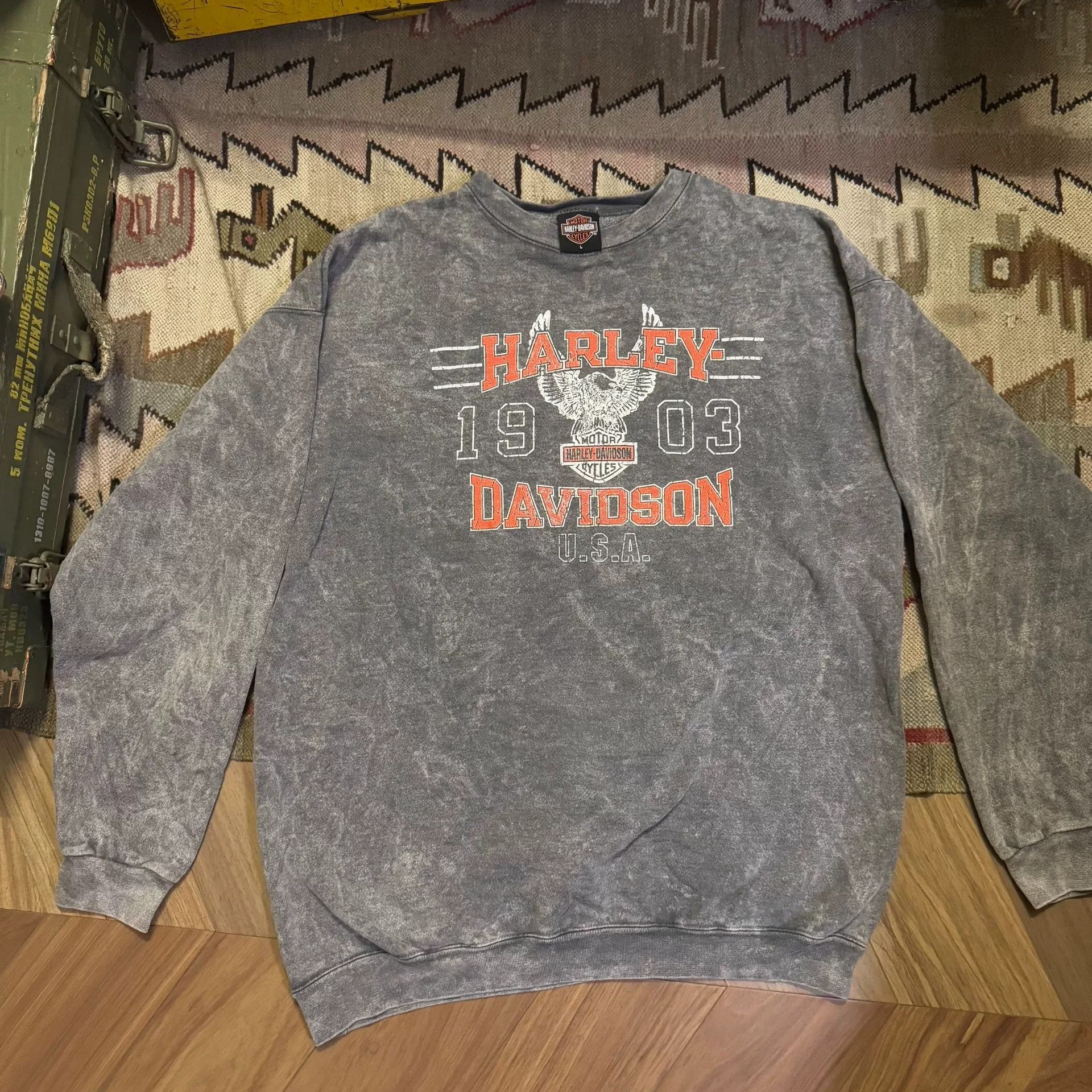 Harley Davidson Harley Davidson Washed Vintage Sweatshirt Size US L / EU 52-54 / 3 - 1 Thumbnail