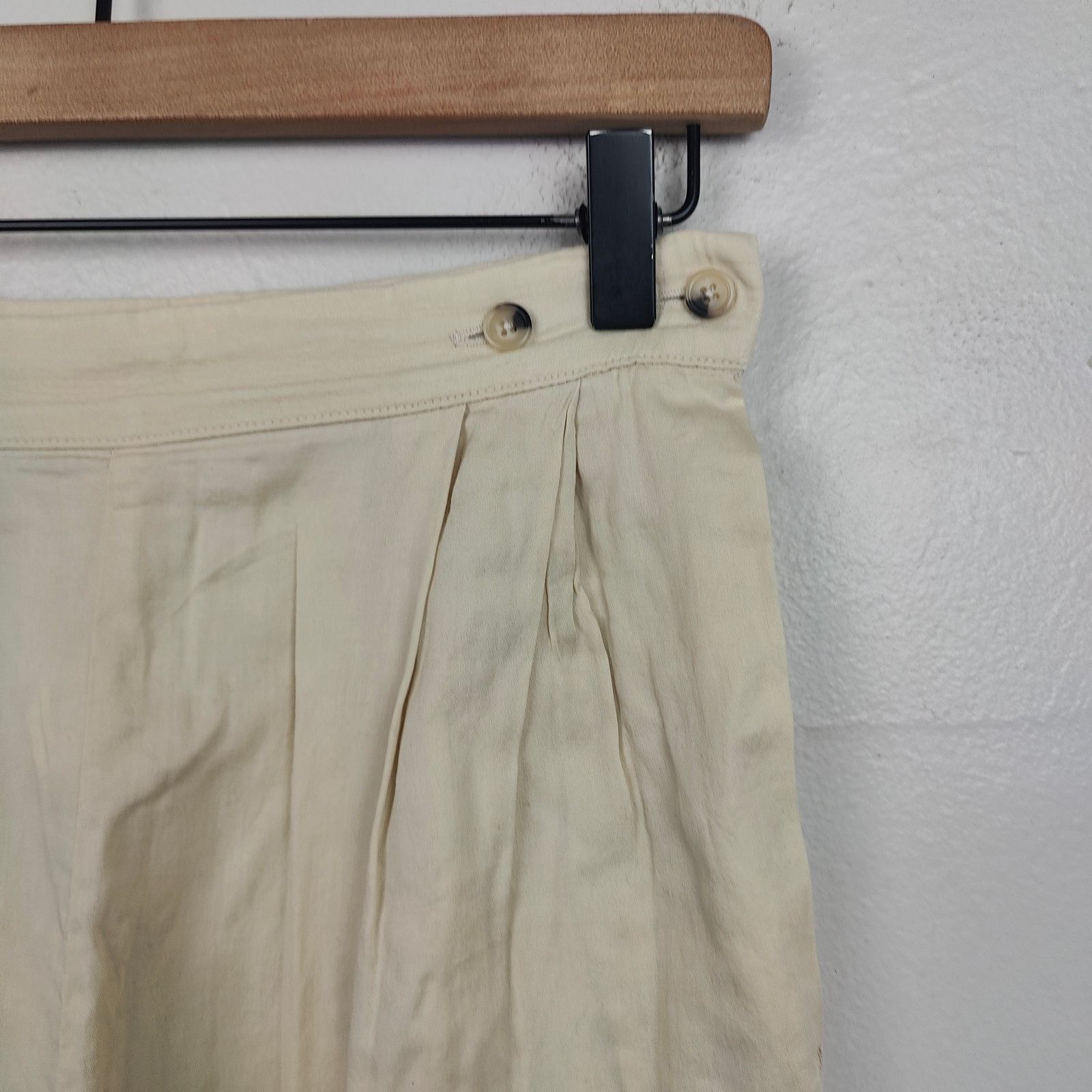 Black Crane Black Crane Pants Womens XS Cream Wide Leg Pleated Size 26" / US 2 / IT 38 - 3 Thumbnail