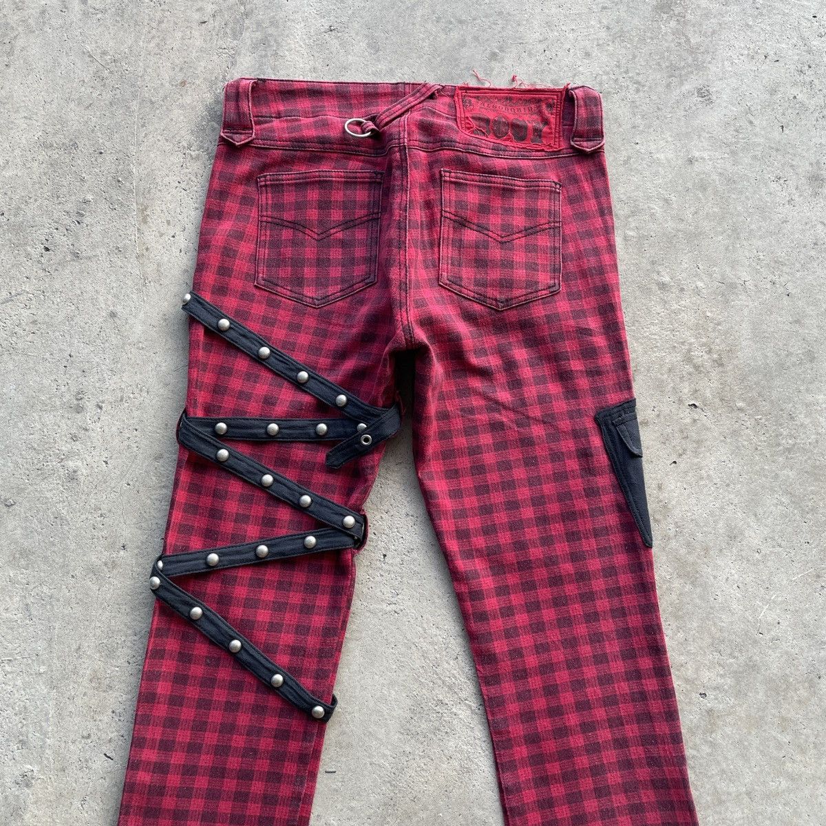 If Six Was Nine × Japanese Brand × Seditionaries Vintage Algonquins Punk Bondage Checkred Ankle Zip RARE Pant Size US 27 - 9 Thumbnail