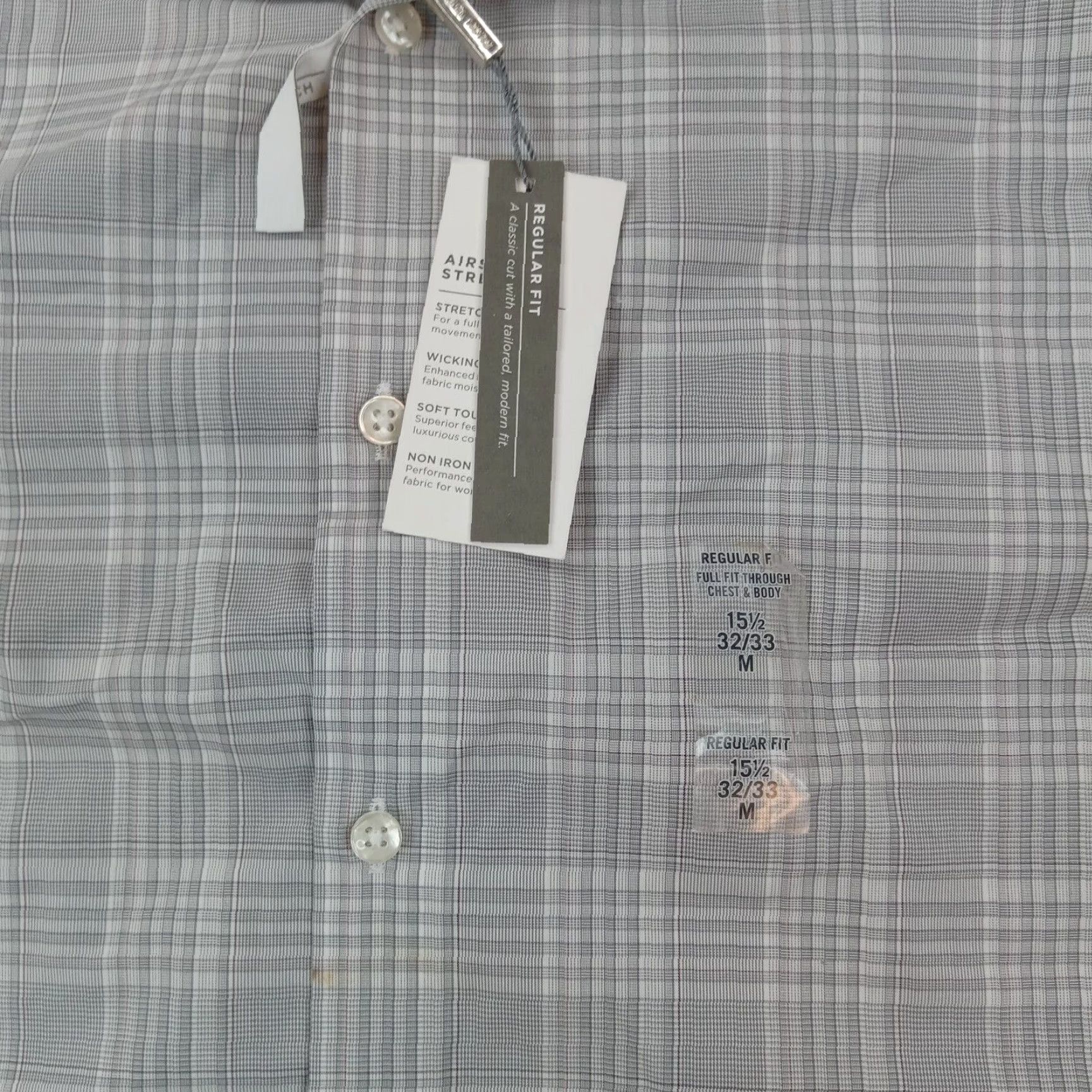 Michael Kors Michael Kors Shirt Mens 15.5-32/33 Gray Plaid Button Up Regular Fit Stretch Shirt Size US L / EU 52-54 / 3 - 7 Thumbnail