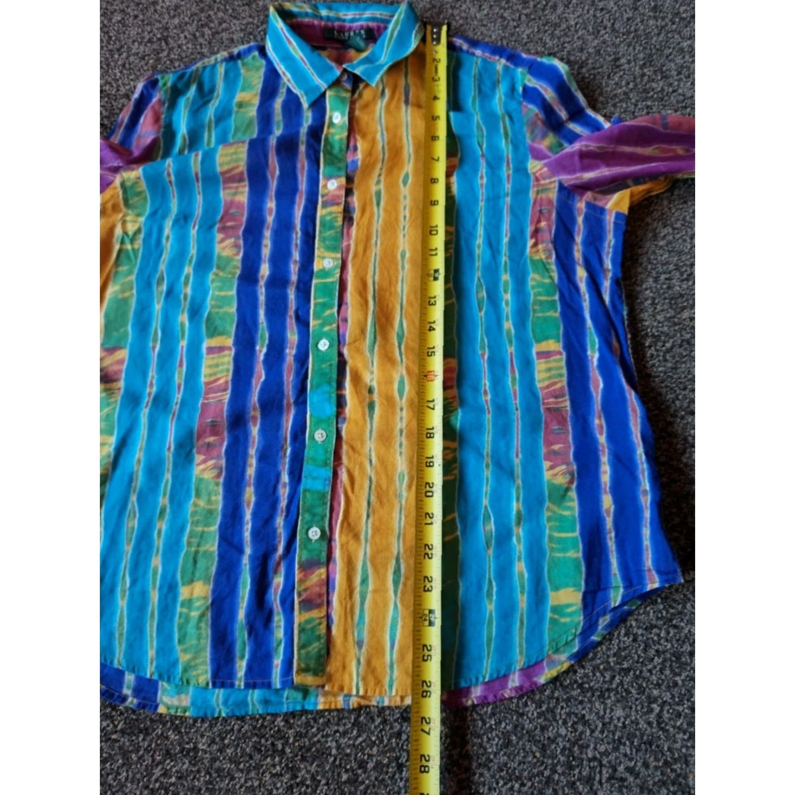 Ralph Lauren Lauren Ralph Lauren Women's Tie Dye Button-Up Blouse XL Multicolor Cotton Bohemian Festival Summer Spring Fall Size XL / US 12-14 / IT 48-50 - 7 Thumbnail