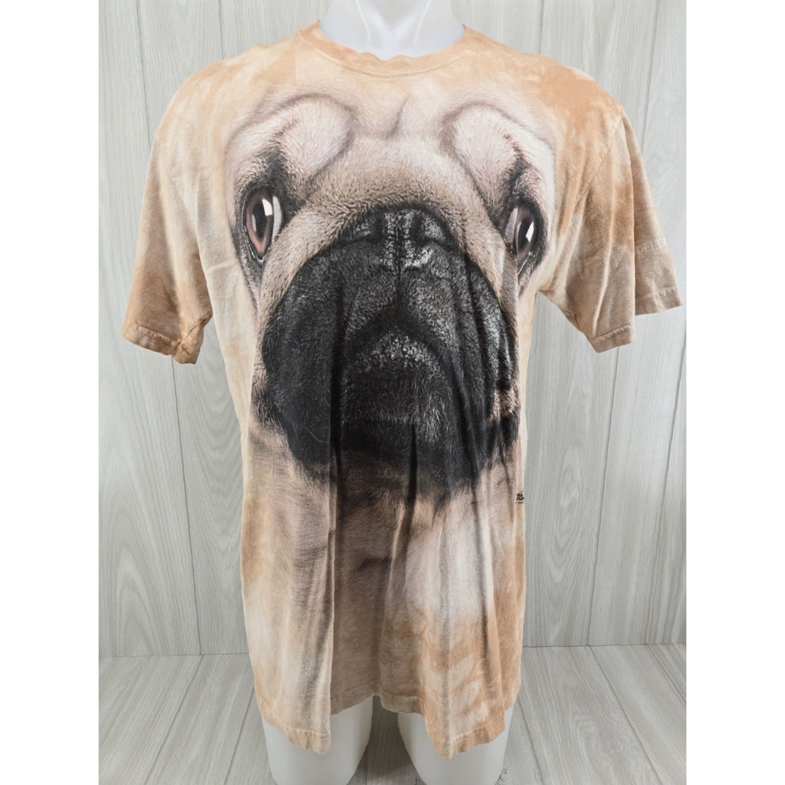 The Mountain The Mountain Graphic Tee Pug Face Dog T-Shirt Large Delta Downs Logo Mens L Brown Cotton Knit Short Sleeve Crew Neck Size US L / EU 52-54 / 3 - 2 Thumbnail