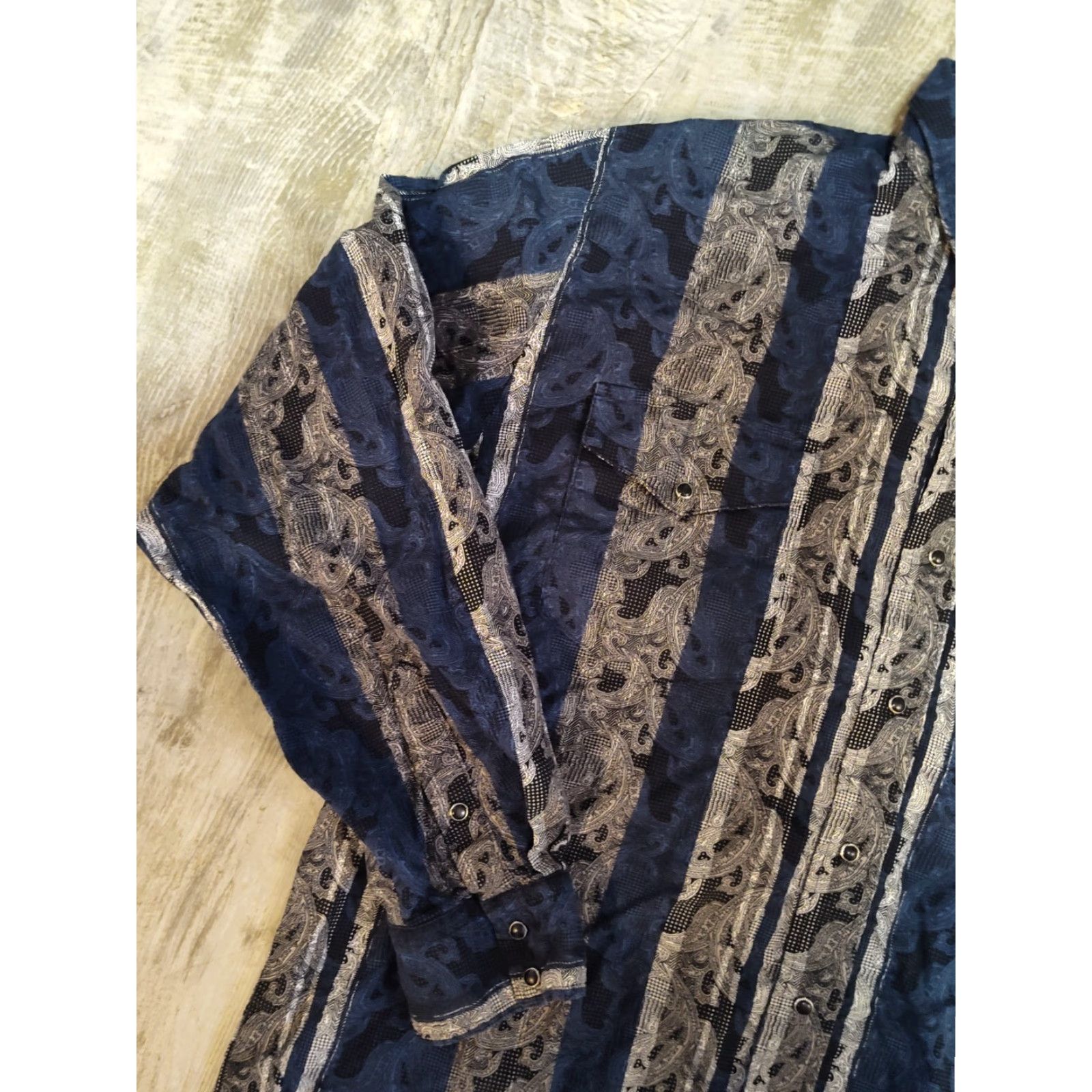 Roper VINTAGE Roper Shirt Western Button-Down 2XL Navy Paisley Men’s Long Sleeve Cotton Blue Functional USA Cowboys Mens Size US XXL / EU 58 / 5 - 5 Thumbnail