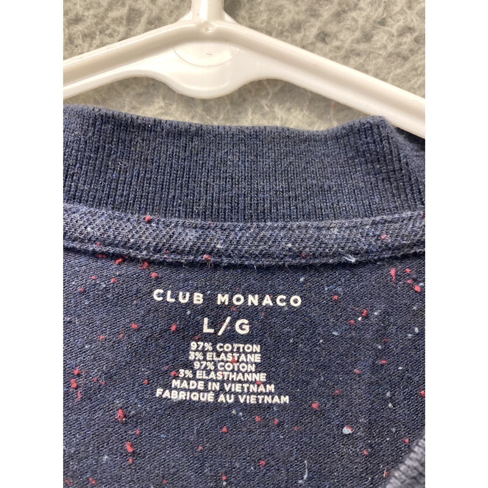 Club Monaco CLUB MONACO Men's Polo Shirt Large Blue Red Short Sleeve Button Cotton Size US L / EU 52-54 / 3 - 4 Thumbnail
