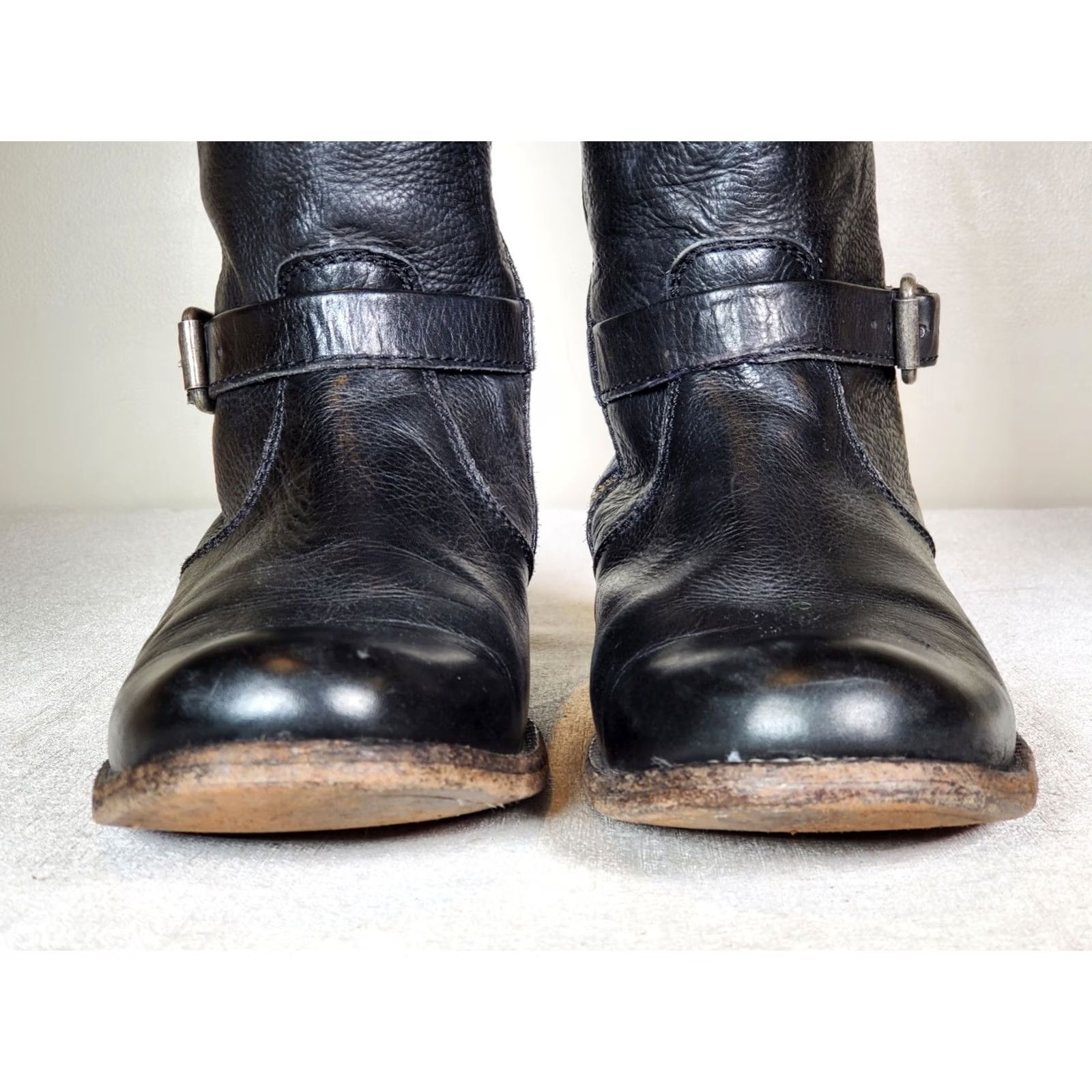 Frye FRYE Phillip Riding Tall Boots Black Leather 3476844 Women's US 9.5 B Knee High Buckle Zip Leather Lining Block Heel VGC Size US 10 / IT 40 - 7 Thumbnail