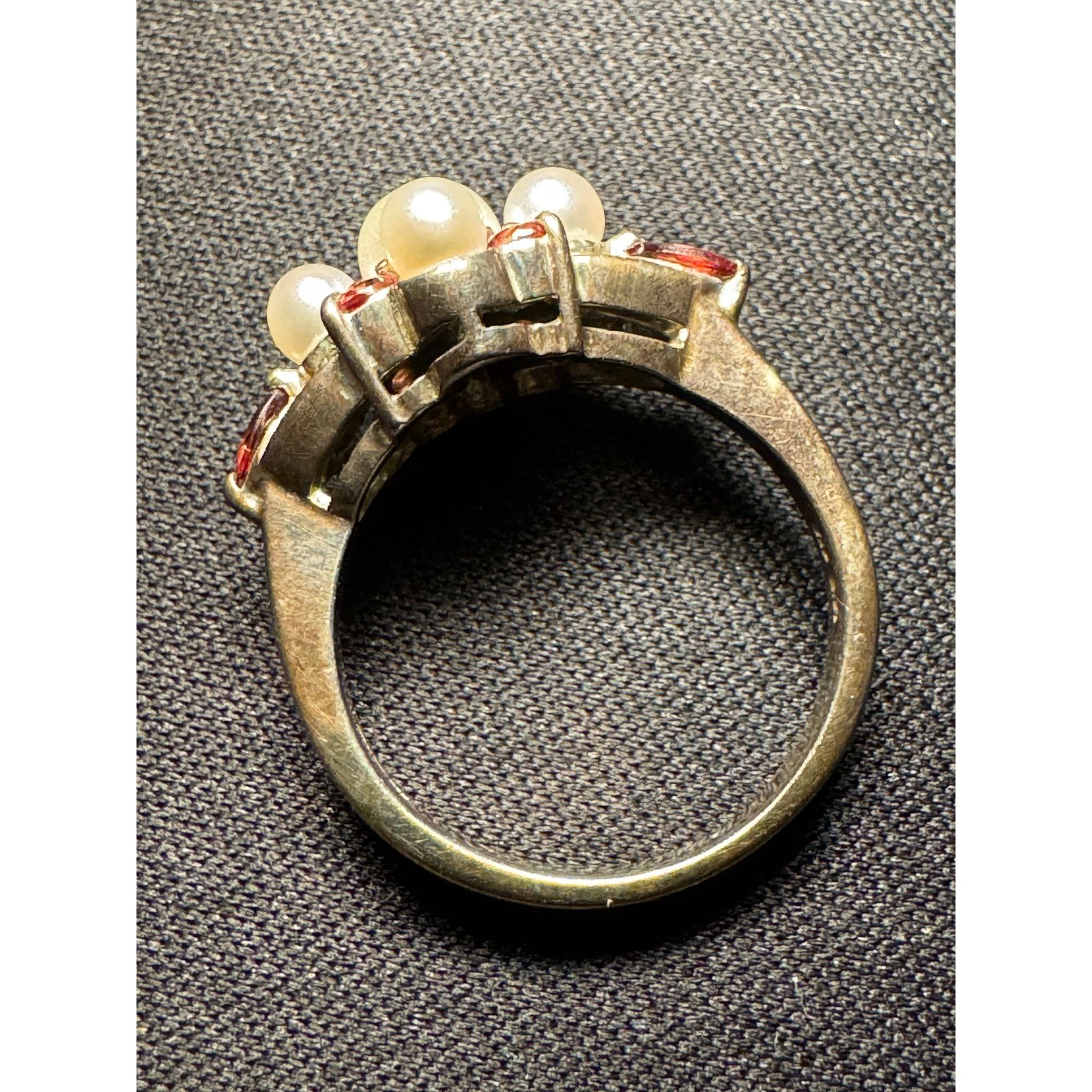 Other Vintage Sterling Silver Real Pearl Tourmaline Ring Size 7 Size ONE SIZE - 4 Thumbnail