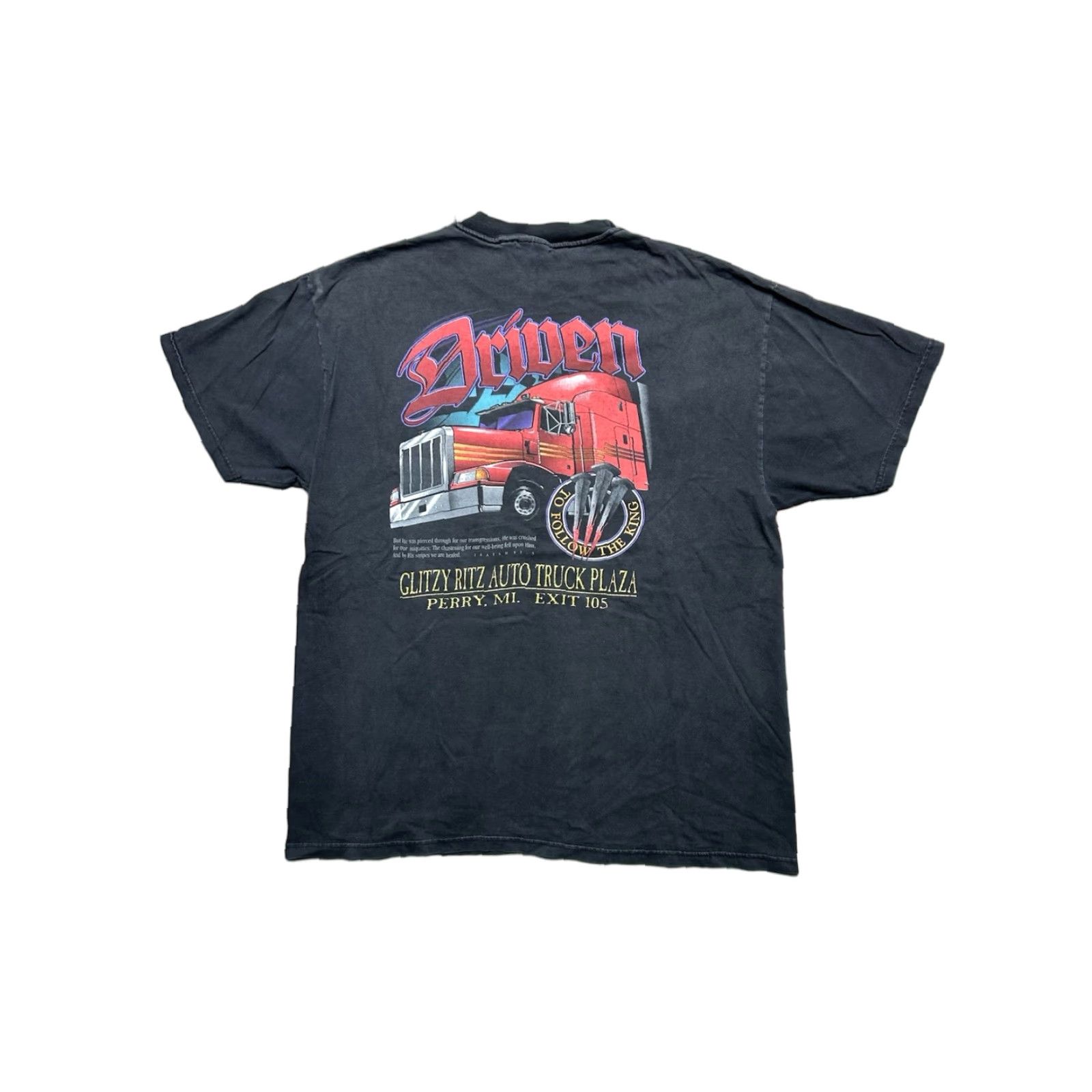 Vintage VINTAGE King T-Shirt Driven to Follow the King Jesus Tee Trucker Faded Black XL Men Shirt XS? Size US XL / EU 56 / 4 - 1 Thumbnail