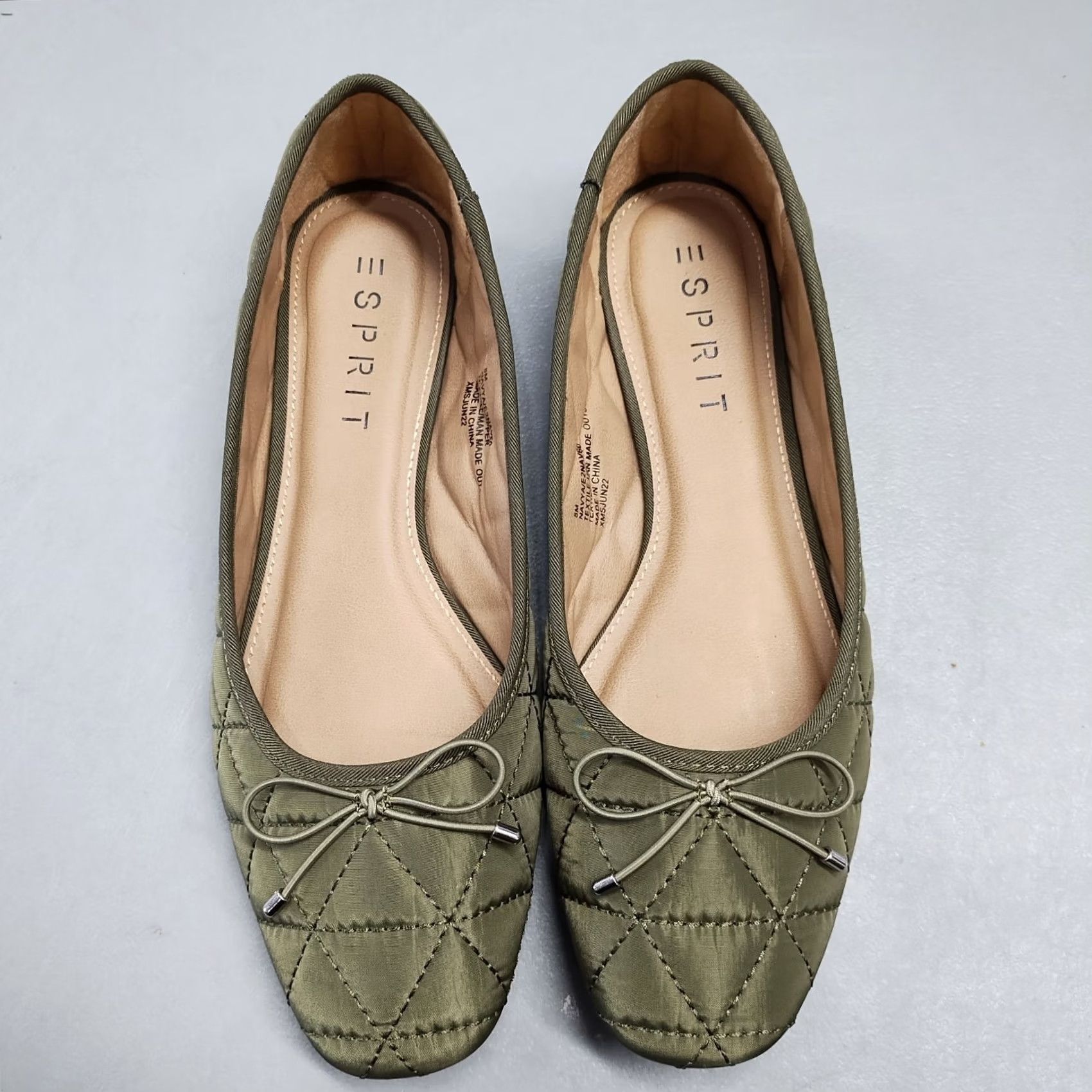 Esprit Esprit Womens Ballet Flats Size 8 Green Slip On Decorative Bow Detail, Quilted, Flat, Shoe Size US 8 / IT 38 - 6 Thumbnail