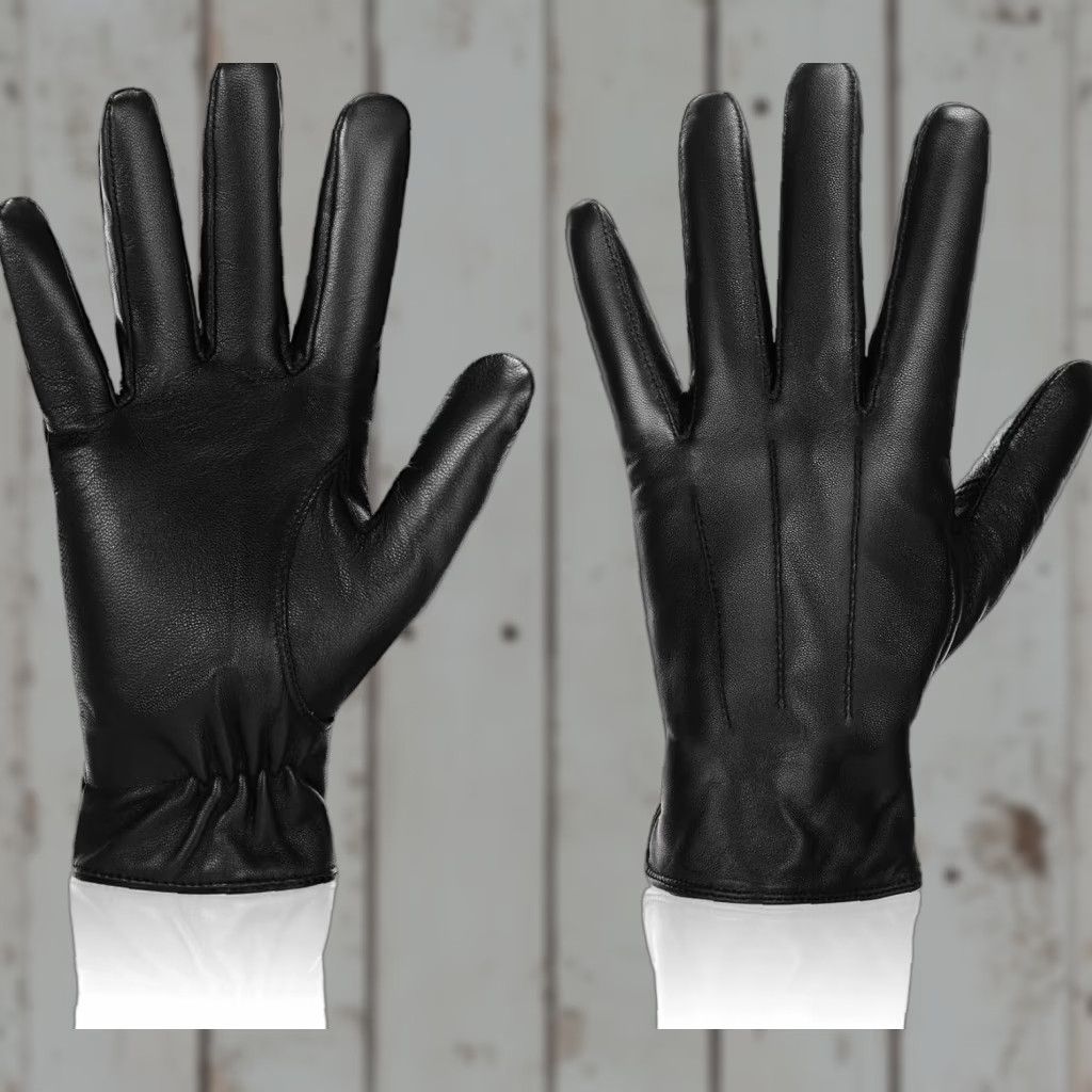 Vintage DEVPSISR Leather Gloves Mens XL Winter Anti Slip Sheepskin Cashmere Black Glove, Driving, Everyday, Wrist Length, Knit, Solid, Mens Size ONE SIZE - 1 Thumbnail