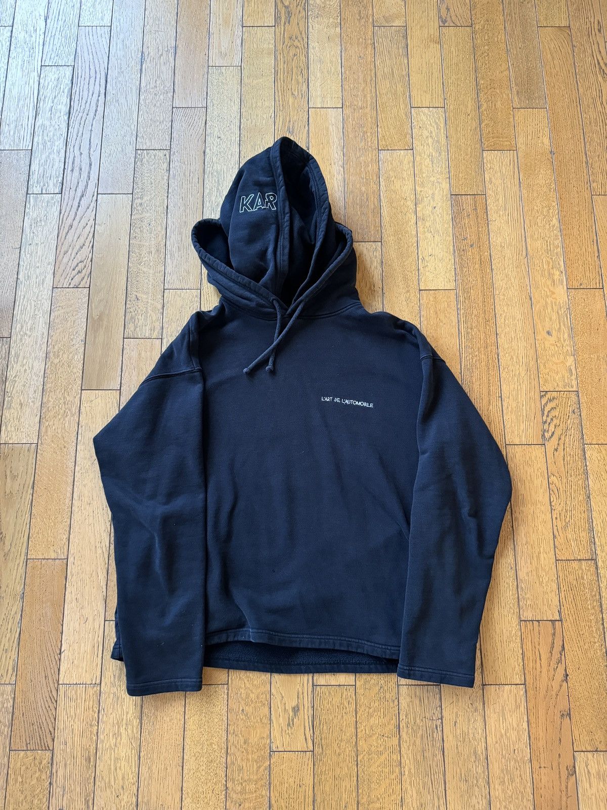 image of Og Double Hood L’Art De L’Automobile Kar Sweater in Black, Men's (Size Small)